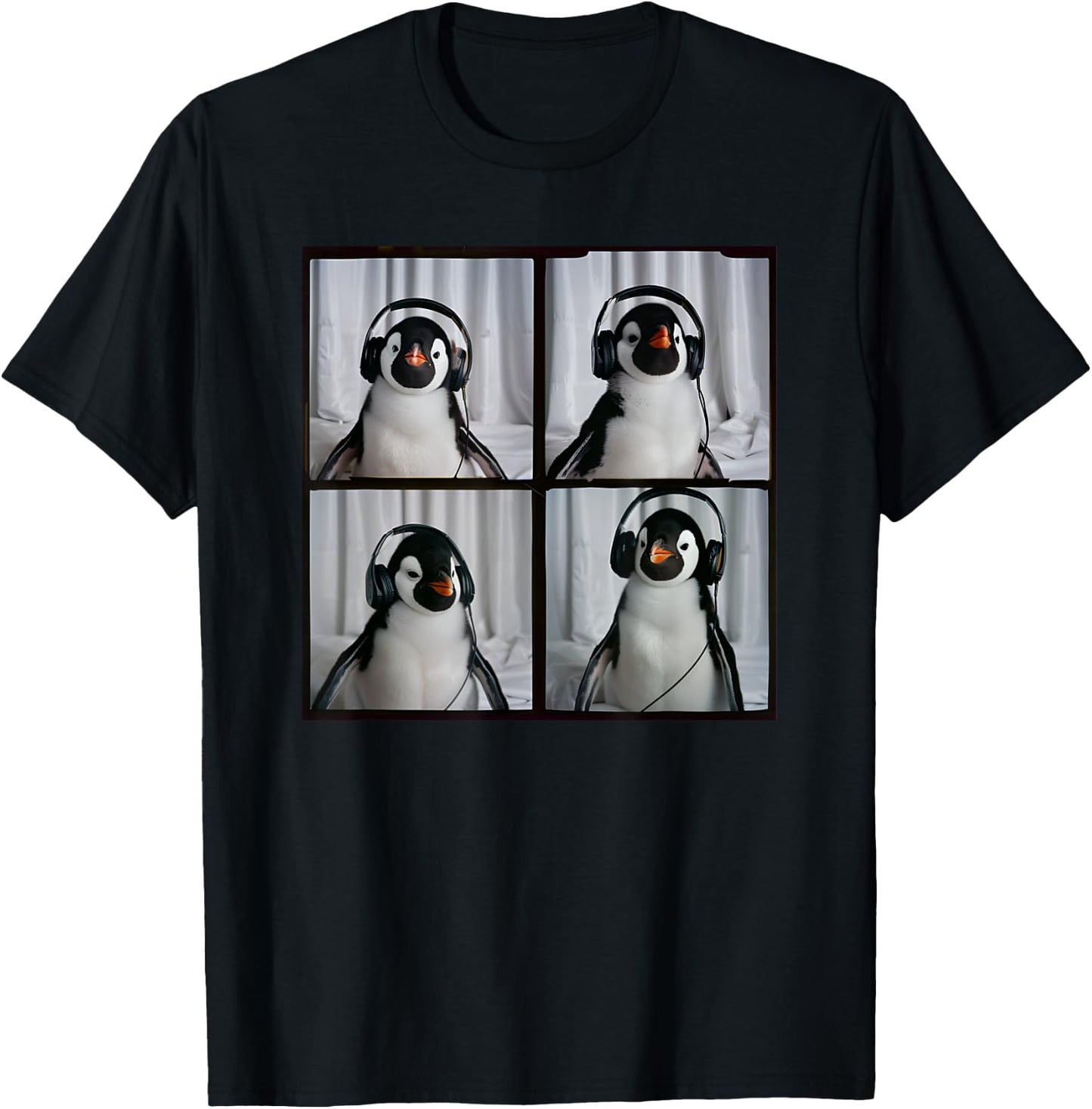 Penguin With Headphones Autism Sensory Zoo Penguin Lover T-Shirt - T-Shirt | Black