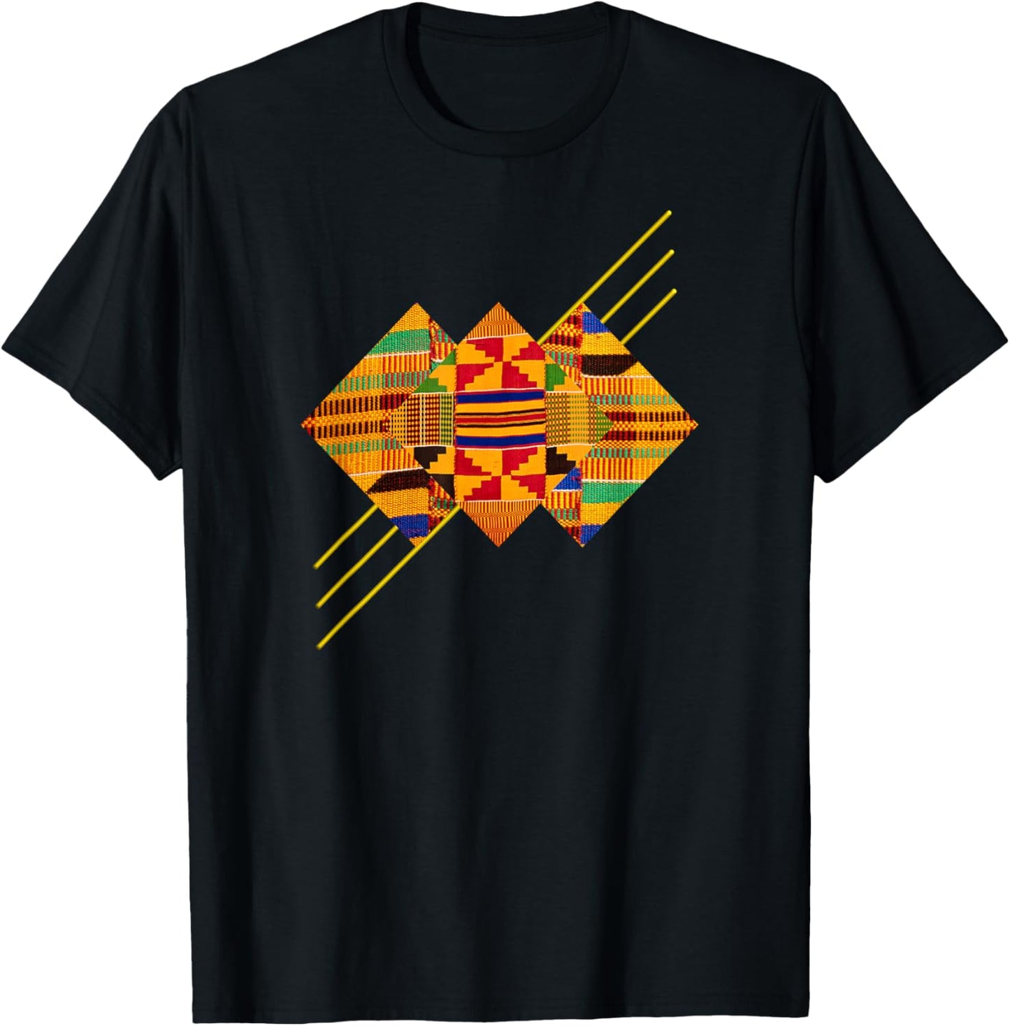 Traditional African patchwork Dashiki, Kente Illustration T-Shirt - T-Shirt | Black
