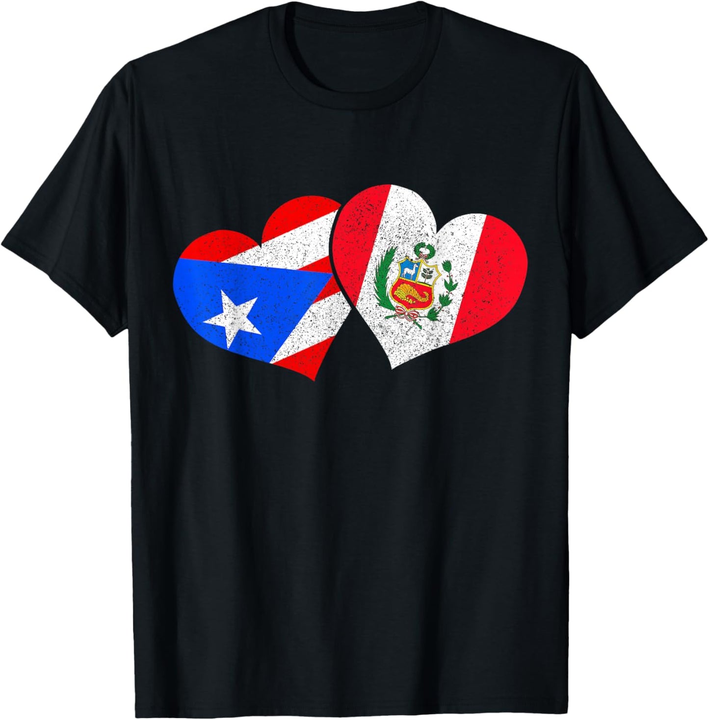 Puerto Rico & Peru Pride Heritage Puerto Rican Peru Flag T-Shirt - T-Shirt | Black