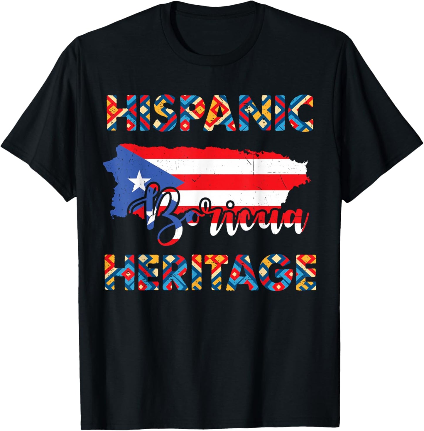 Puerto Rico Flag Shirt Hispanic Heritage Month Boricua Rican T-Shirt - T-Shirt | Black