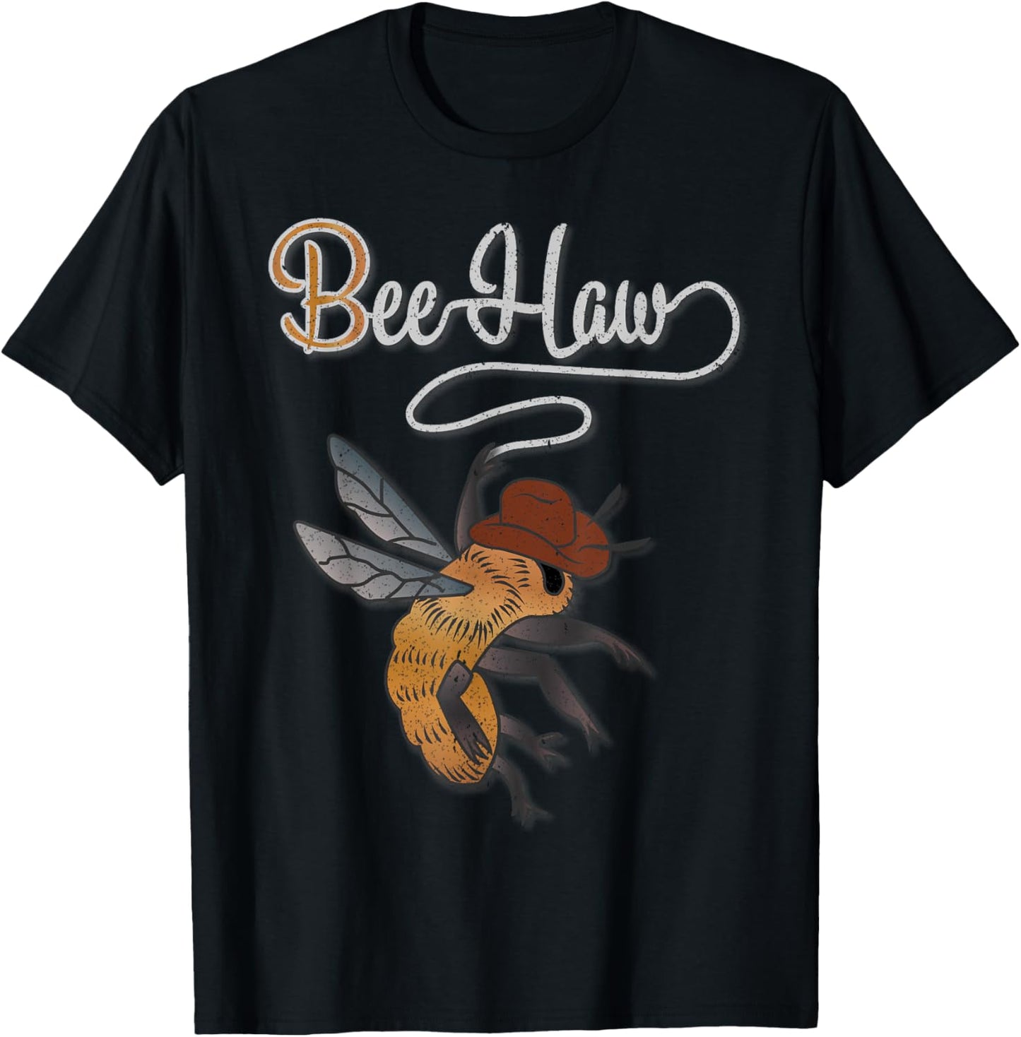Retro Vintage Bee Haw Cowboy Cowgirl Wild Western Country T-Shirt - T-Shirt | Black