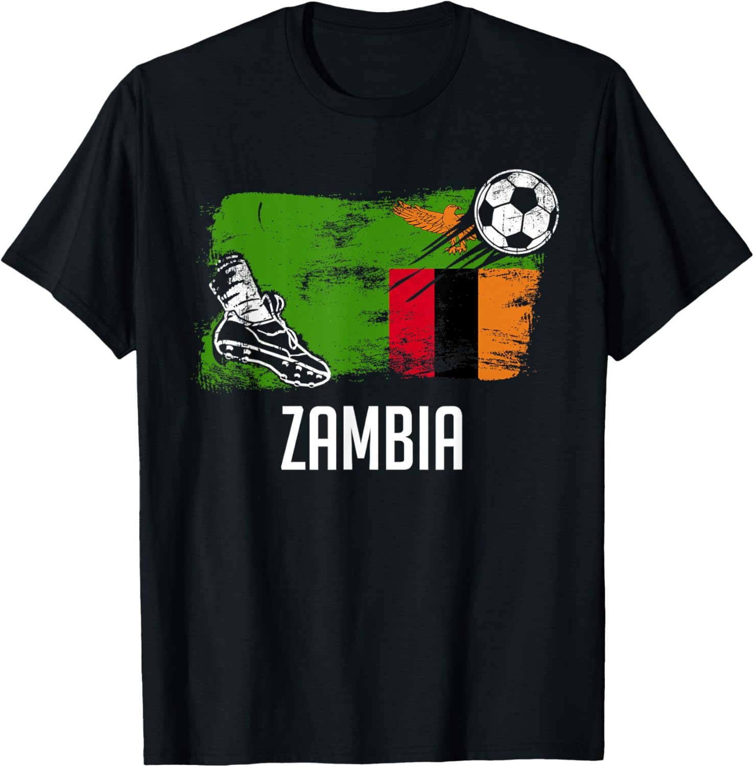 Zambia Flag Jersey Zambian Soccer Team Zambian T-Shirt - T-Shirt | Black
