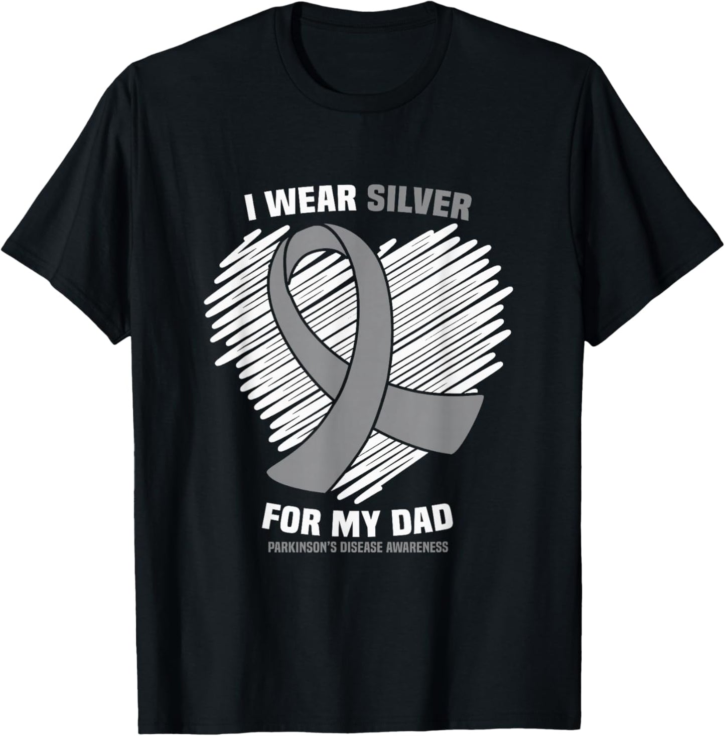 I Wear Silver For My Dad Parkinson's Disease Awareness T-Shirt - T-Shirt | Black