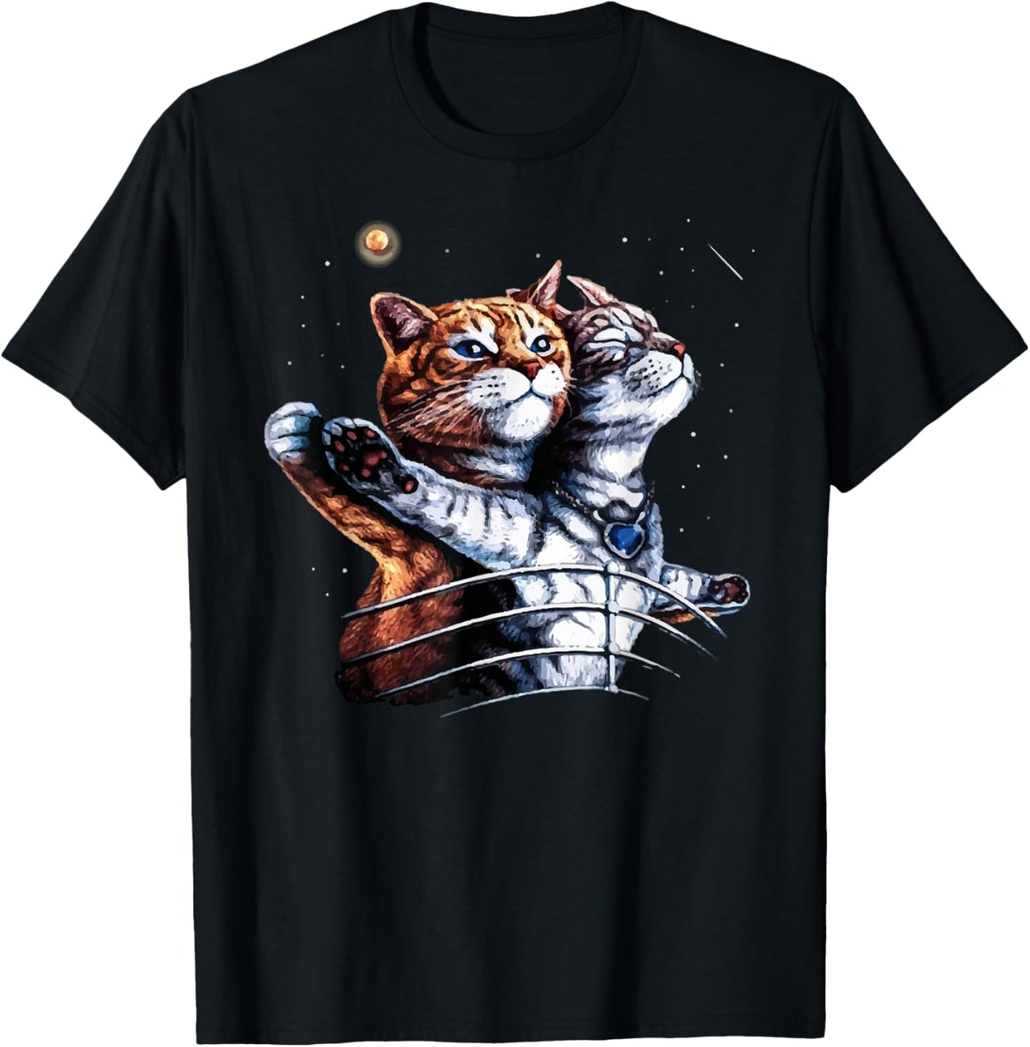 Titanic Cat Vintage Kitten In Space Galaxy Lovers Funny T-Shirt - T-Shirt | Black