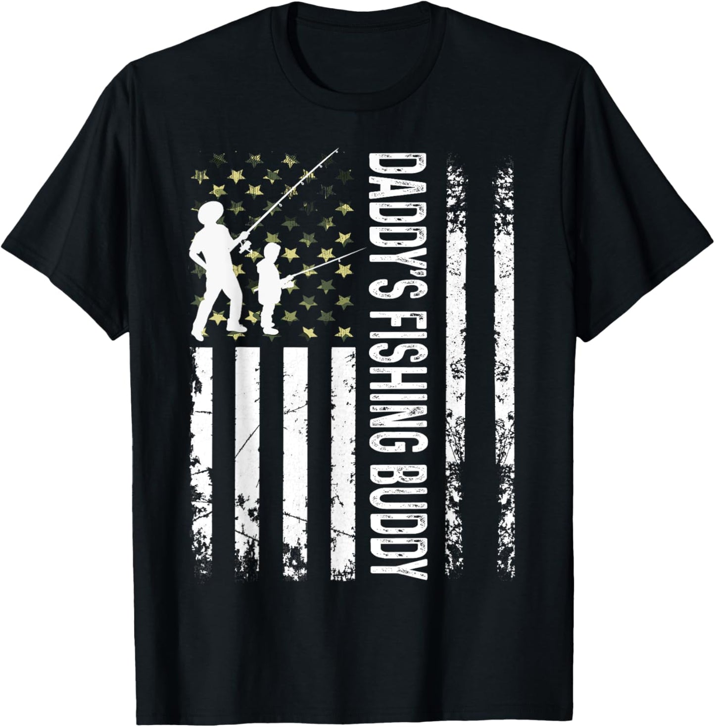 Young Fisherman Daddy's Fishing Buddy Dad-Son Team T-Shirt - T-Shirt | Black