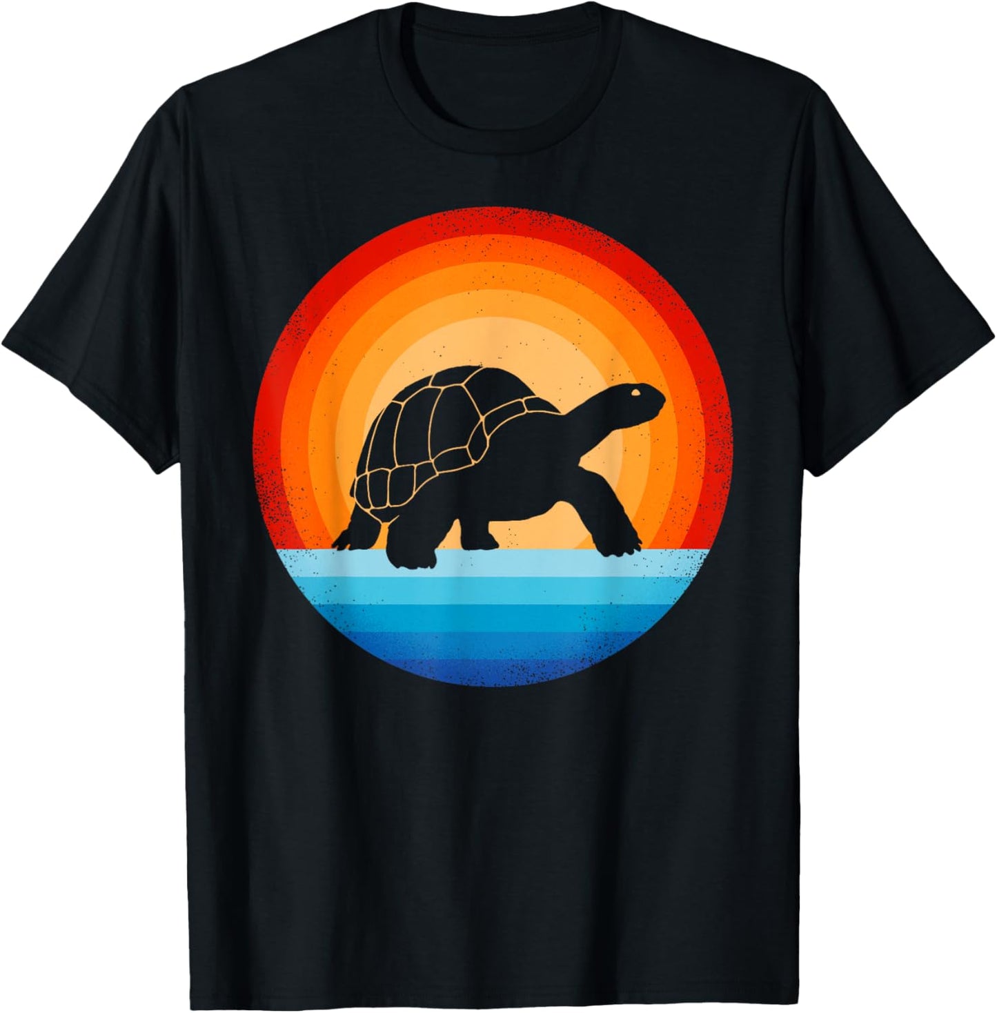 Tortoise Retro Vintage 60s 70s Sunset Turtle Reptile Animal T-Shirt - T-Shirt | Black