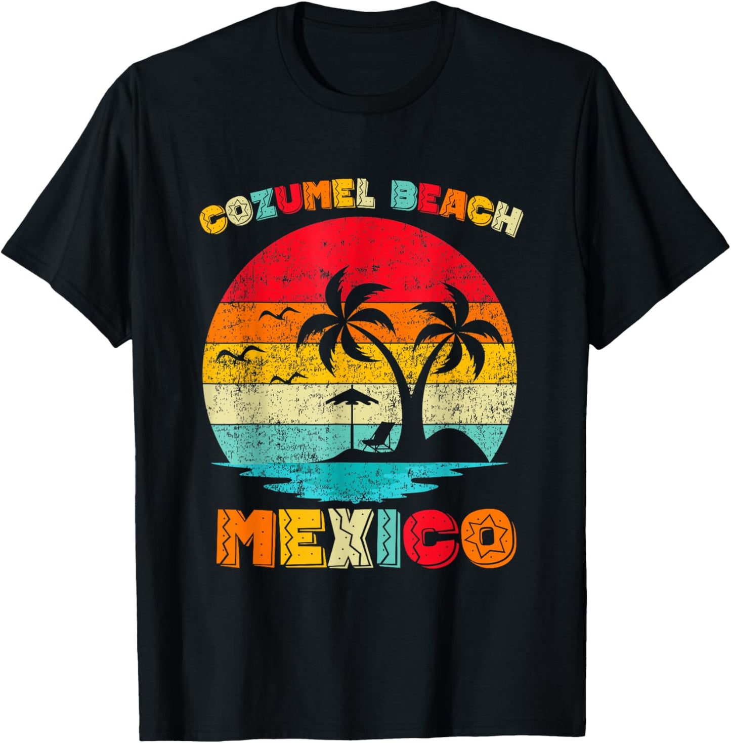 Family Vintage Retro Mexico Cozumel Beach Presents T-Shirt - T-Shirt | Black