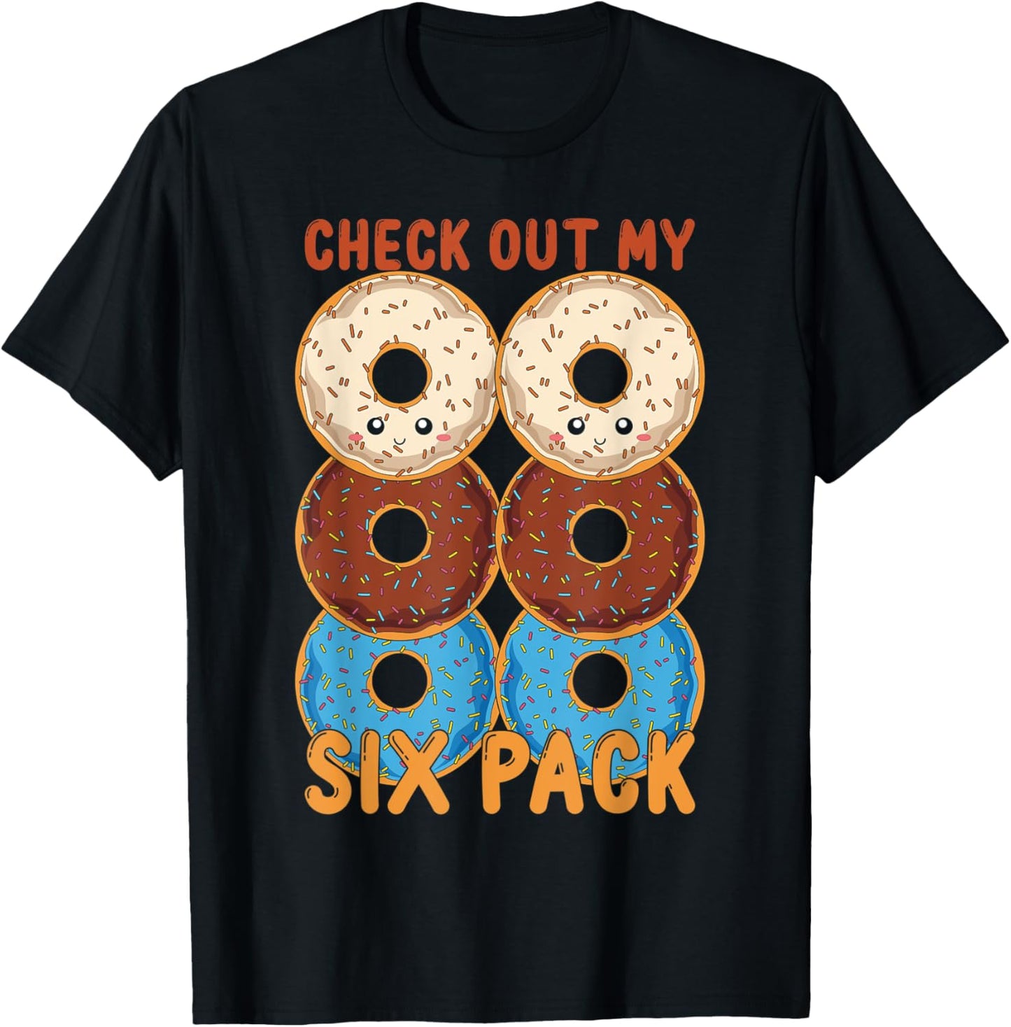 Funny Glazed Doughnuts Lover Abs Workout Six Pack Donuts T-Shirt - T-Shirt | Black