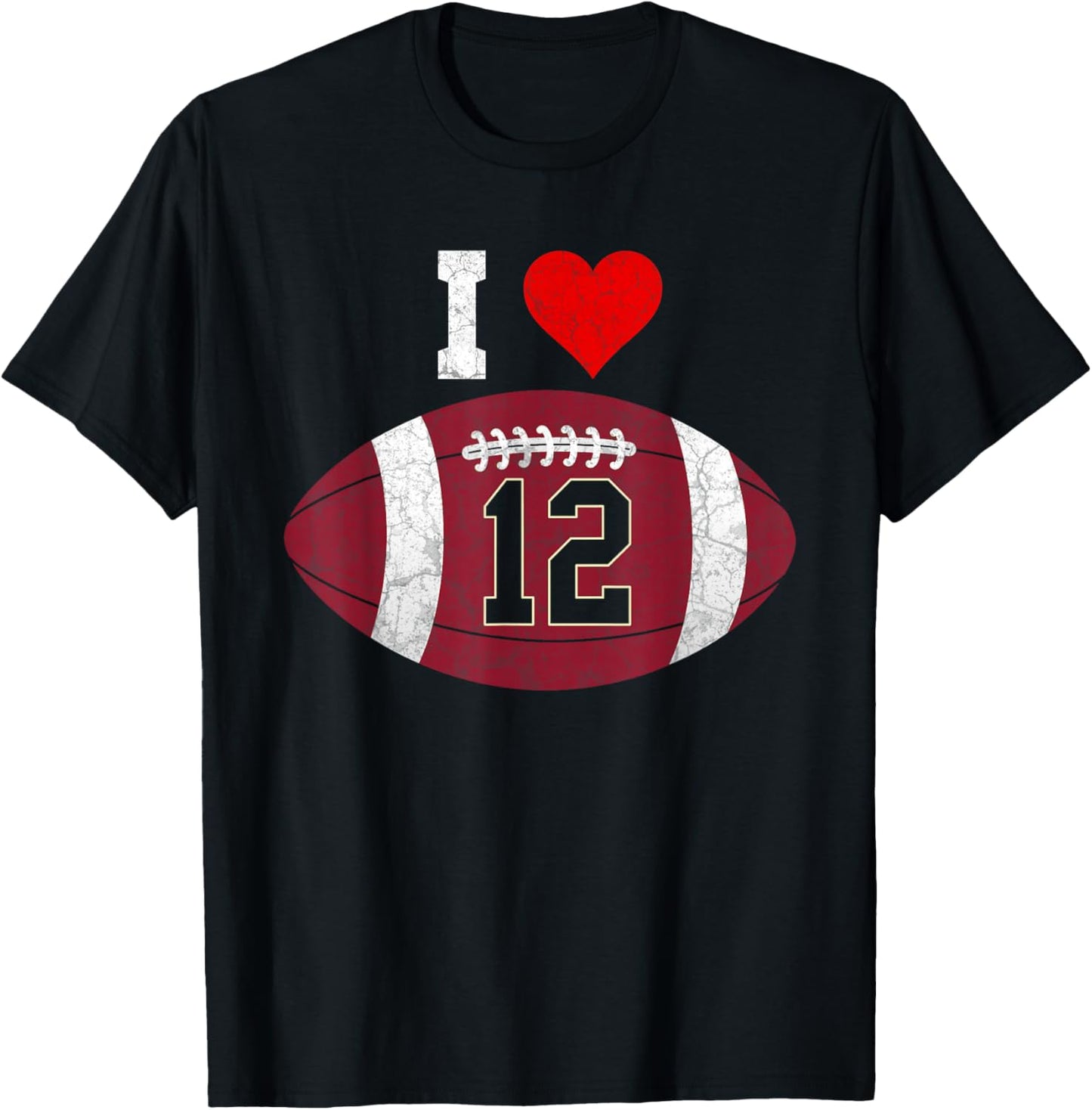 Football Number #12 Football Lover Gift Vintage Retro T-Shirt - T-Shirt | Black