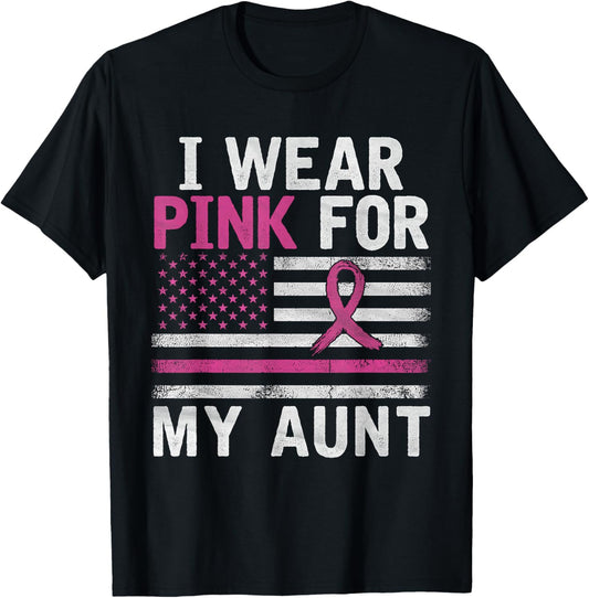 Breast Cancer Awareness Month Cute I Wear Pink For My Aunt T-Shirt - T-Shirt | Black