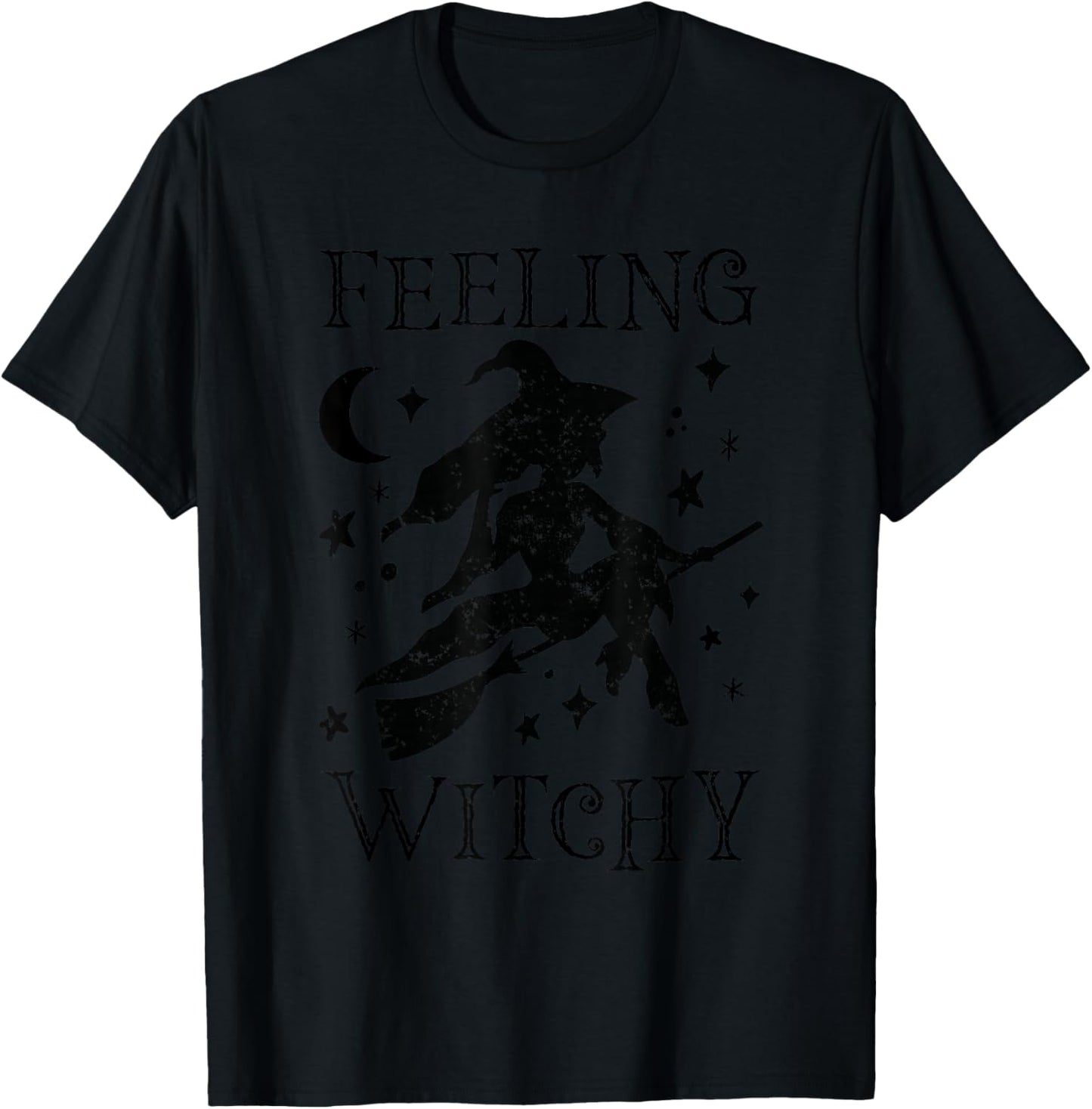 Feeling Witchy Funny Halloween Witch Vibes Kinda Night Women T-Shirt - T-Shirt | Black