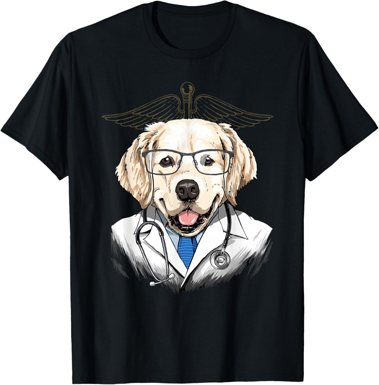 Golden Retriever Dogtor Vet Veterinarian Dog Doctor T-Shirt - T-Shirt | Black