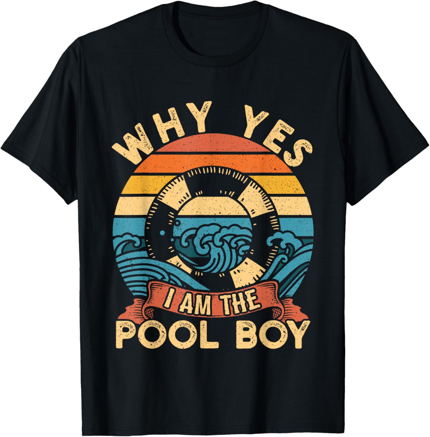 Funny Swimming Swimmer Why Yes I Am The Pool Boy Swim Retro T-Shirt - T-Shirt | Black