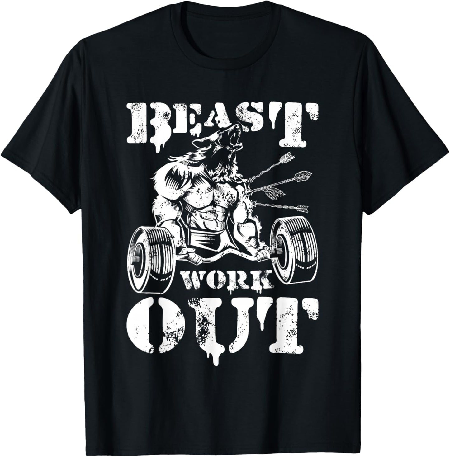 Beast Workout Wolf Lifting Weights Gym Fitness Muscles T-Shirt - T-Shirt | Black