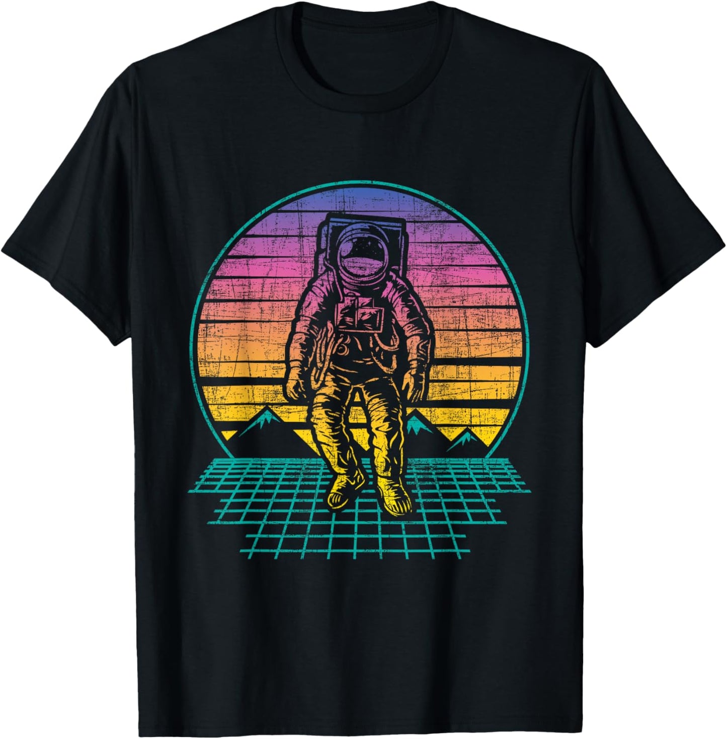 Retro Vintage Astronaut - Spaceman Universe Planets Galaxy T-Shirt - T-Shirt | Black