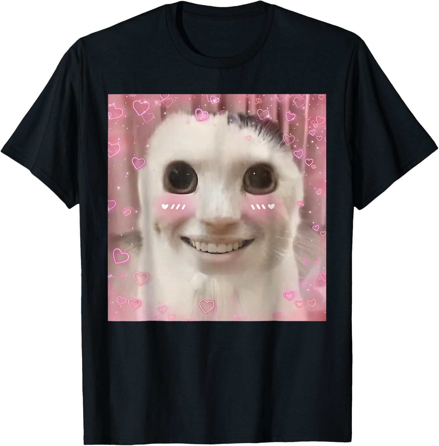 Goofy Ahh Cat Meme Dank Cursed Weirdcore Funny Dank Meme T-Shirt - T-Shirt | Black