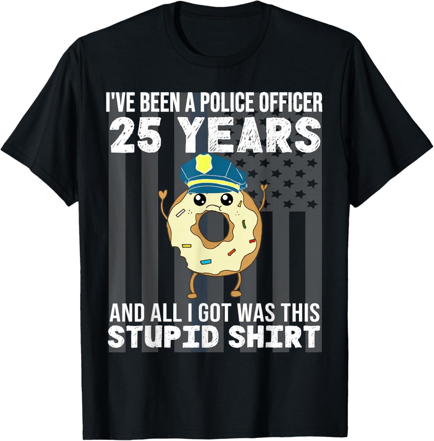 25 Year Police Officer Anniversary 25 Years of Service T-Shirt - T-Shirt | Black