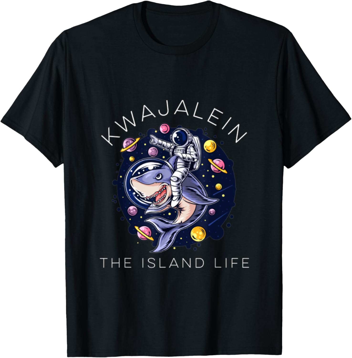 Kwajalein Marshall Islands Kwaj Shark Ocean Diving Moon T-Shirt - T-Shirt | Black