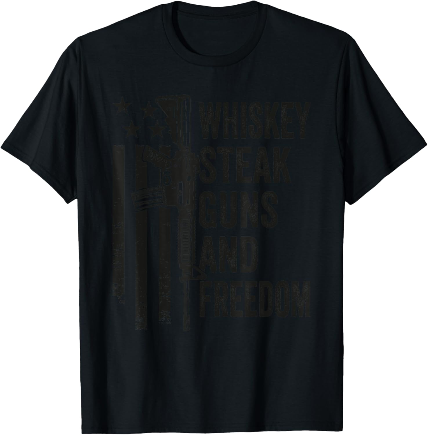 Whiskey Steak Guns & Freedom - Funny Gun BBQ Grill Camo Flag T-Shirt - T-Shirt | Black