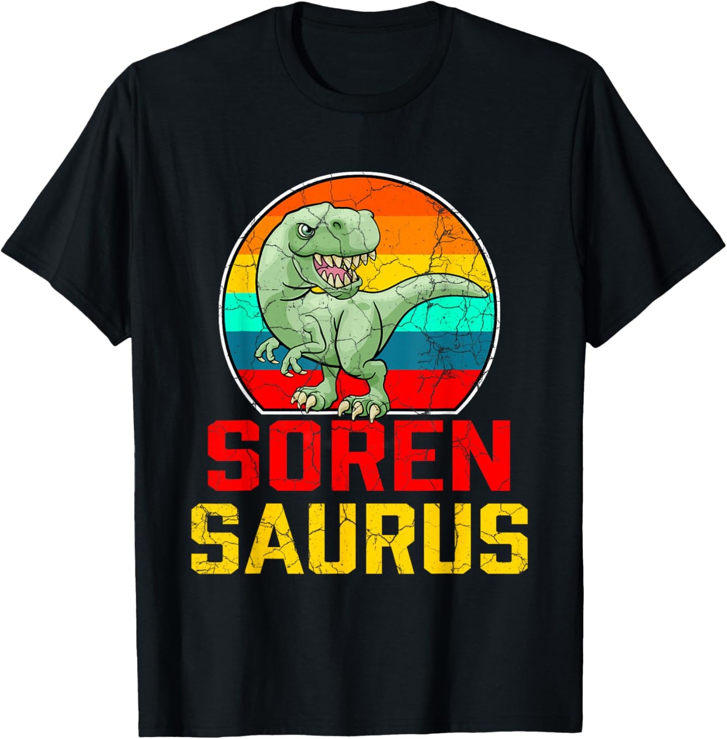 Soren Saurus Family Reunion Last Name Team Funny Custom T-Shirt - T-Shirt | Black