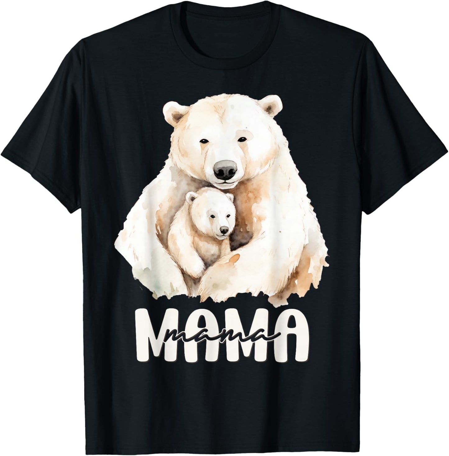 Polar Bear Mama for Mom Mother Mommy Birthday Mothers Day T-Shirt - T-Shirt | Black