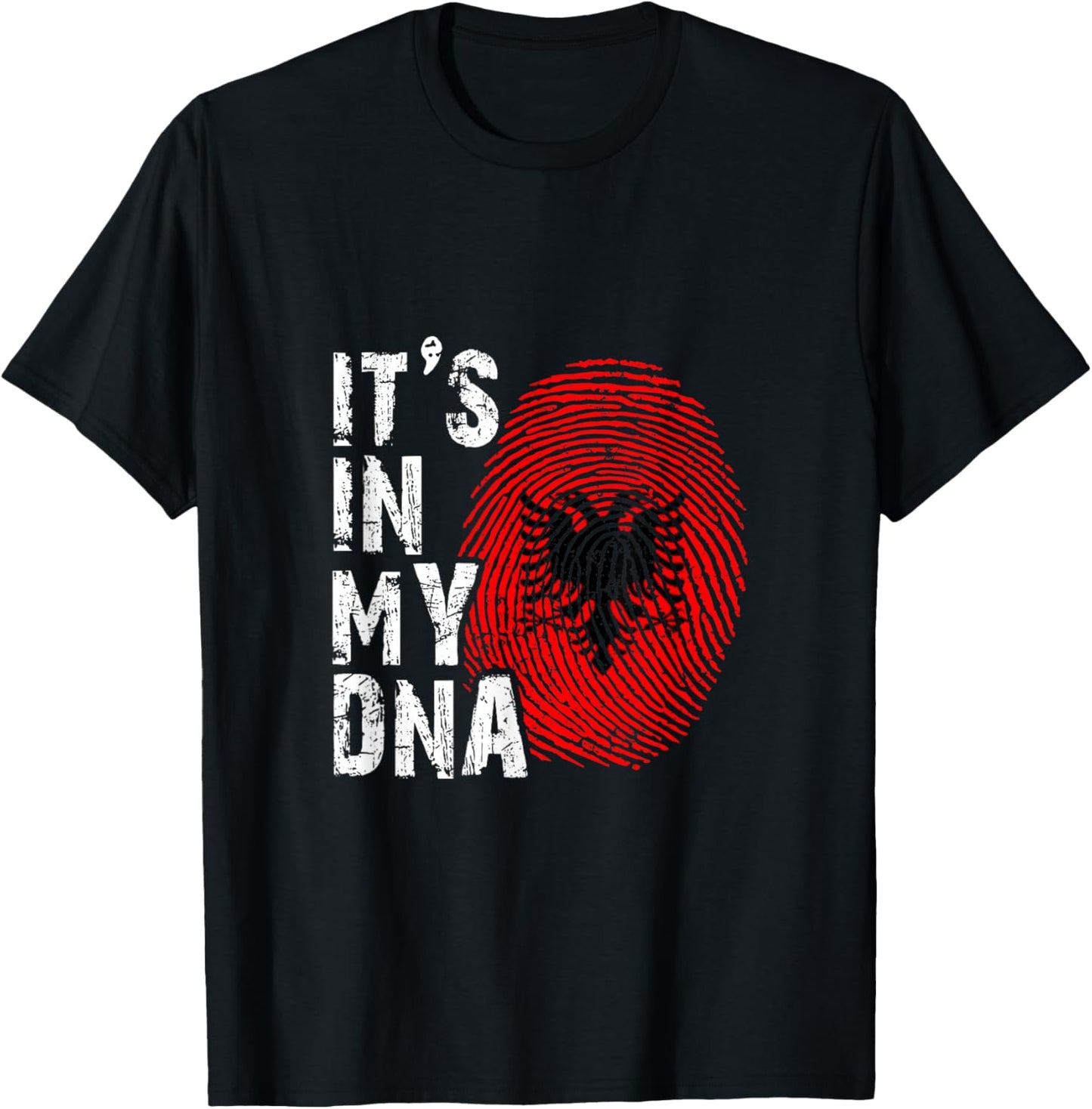 It is in my DNA fingerprint genes Albania flag country Gift T-Shirt - T-Shirt | Black
