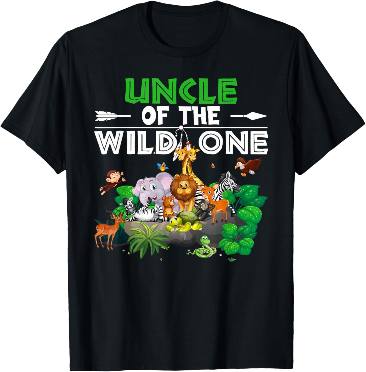 Uncle of the Wild One Animal Zoo Birthday Boy Safari Jungle T-Shirt - T-Shirt | Black