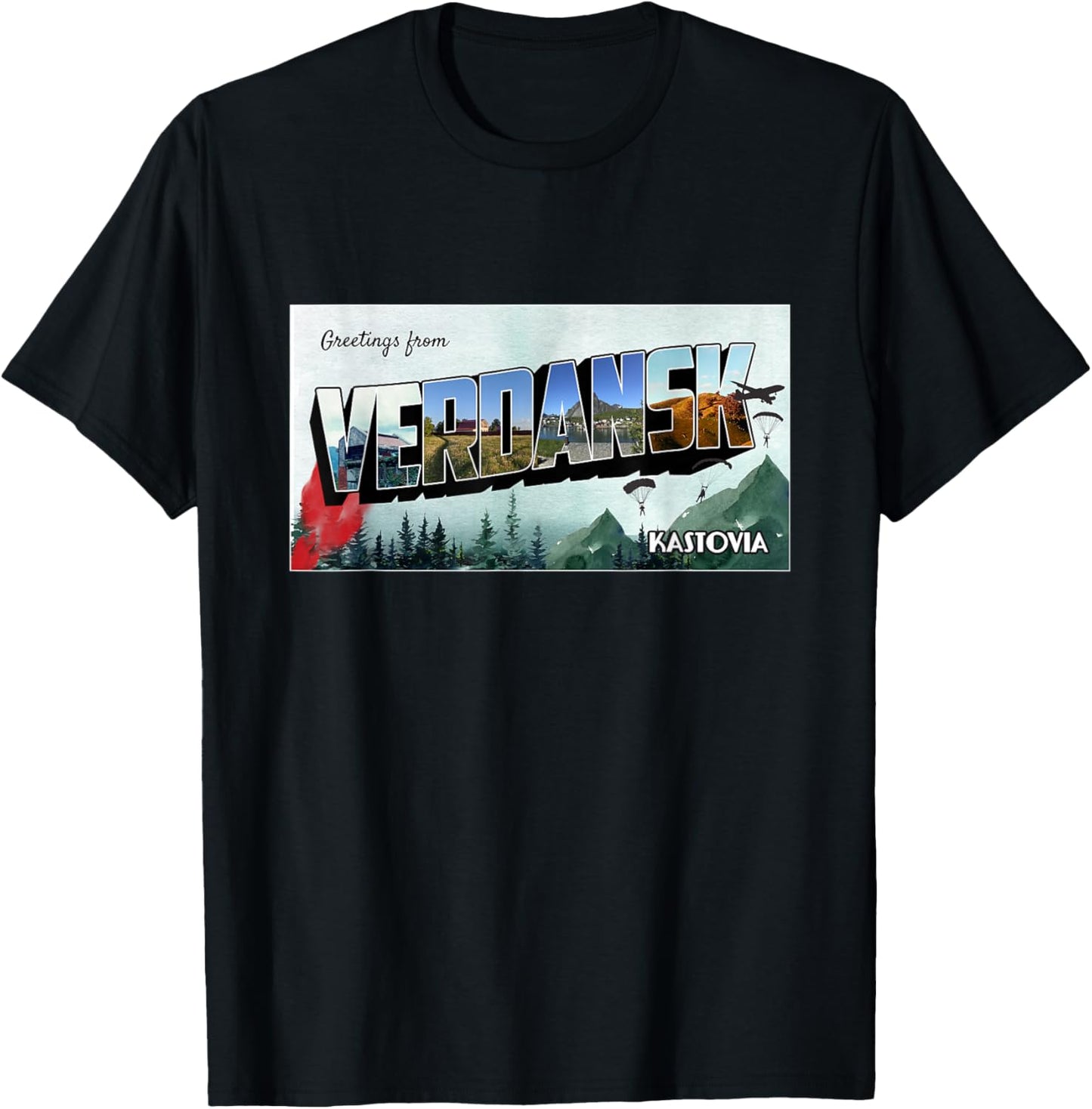 Warzone Gaming in Verdansk for crews & gamers - Men's Black Modern - Small - Short Sleeve - Crew Collar - Straight Hemline - Cotton 65%, Polyester 35% T-Shirt - T-Shirt | Black