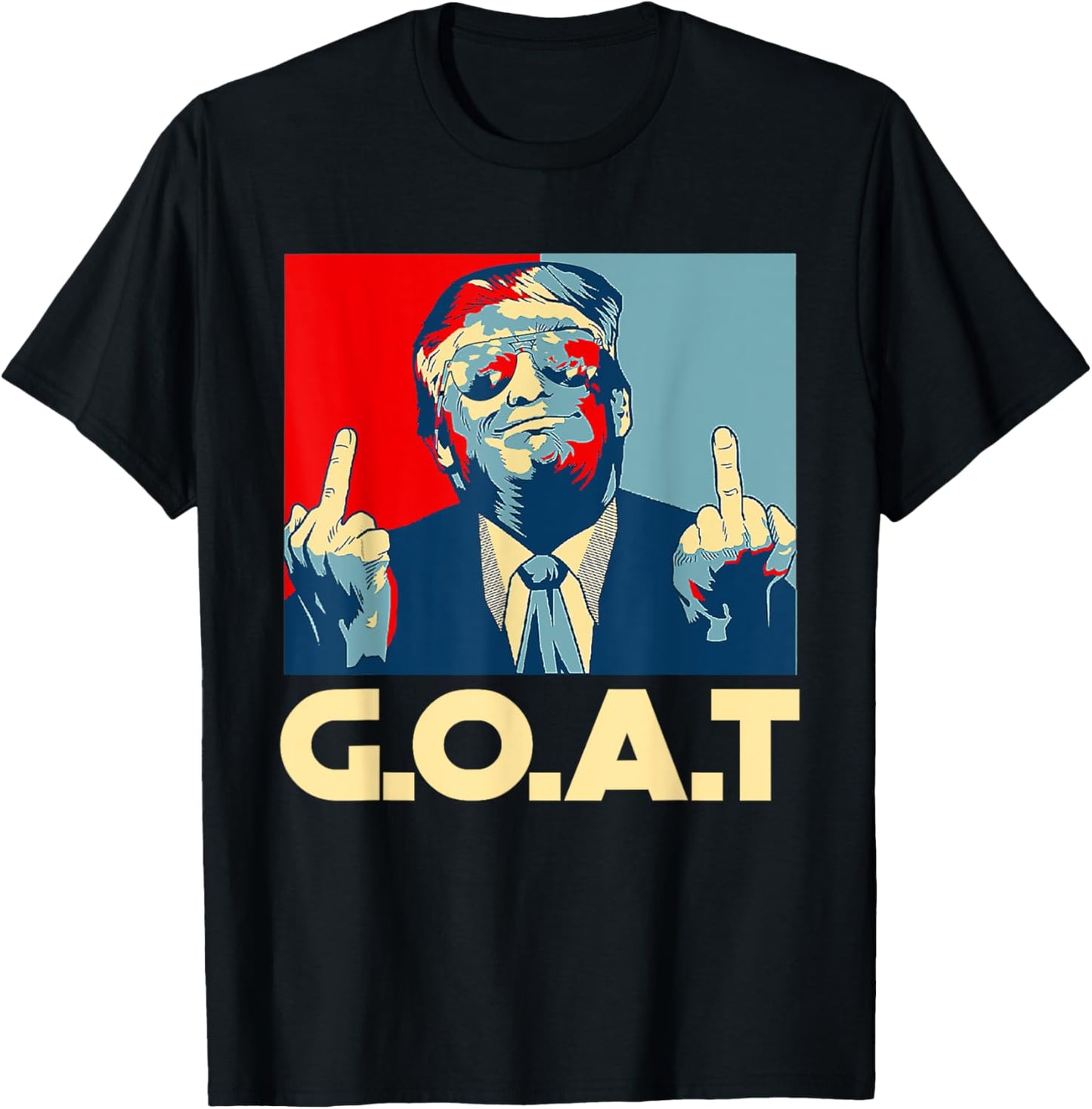 Trump GOAT 45th President Middle Finger Election Republican T-Shirt - T-Shirt | Black