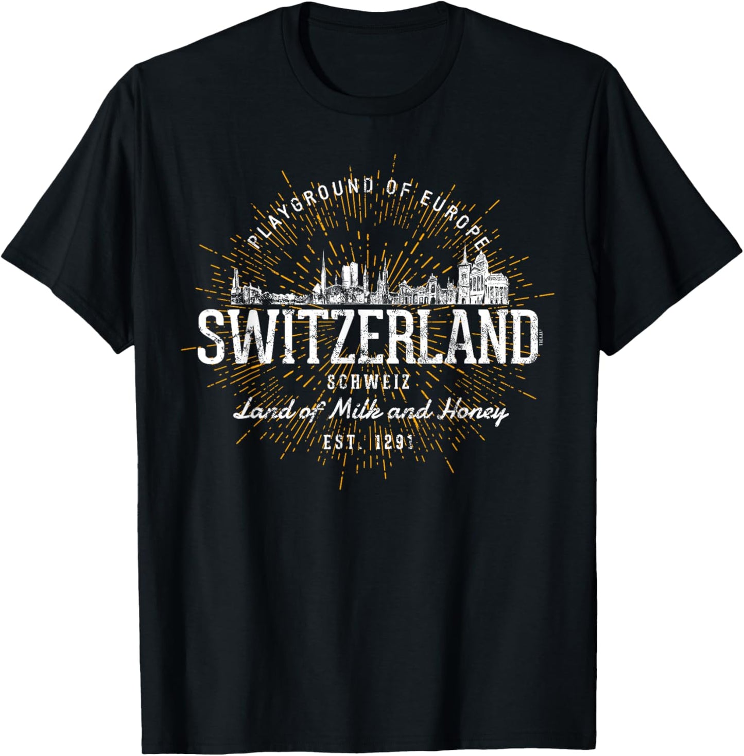 Retro Switzerland Vintage T-Shirt - T-Shirt | Black