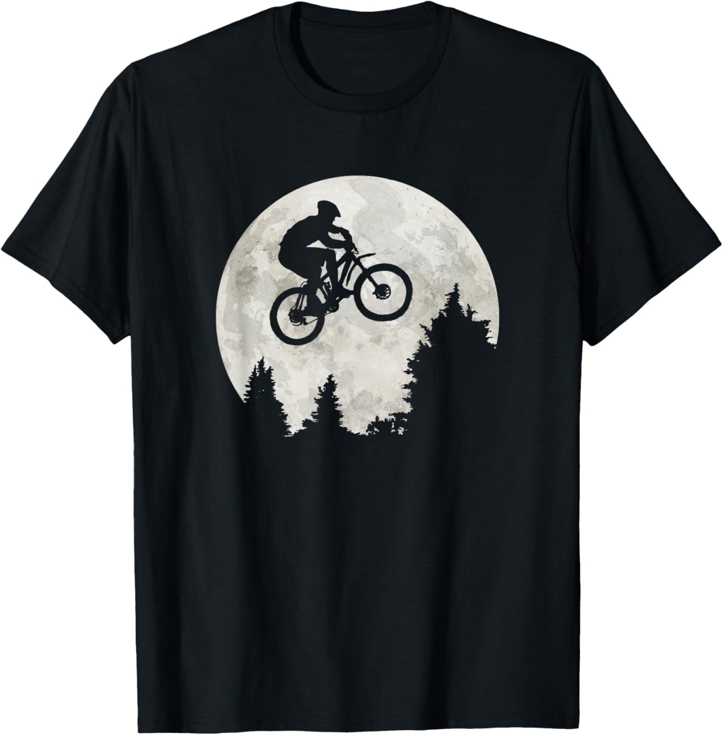 Mountain Bike moon jump funny MTB in Forest T-Shirt - T-Shirt | Black