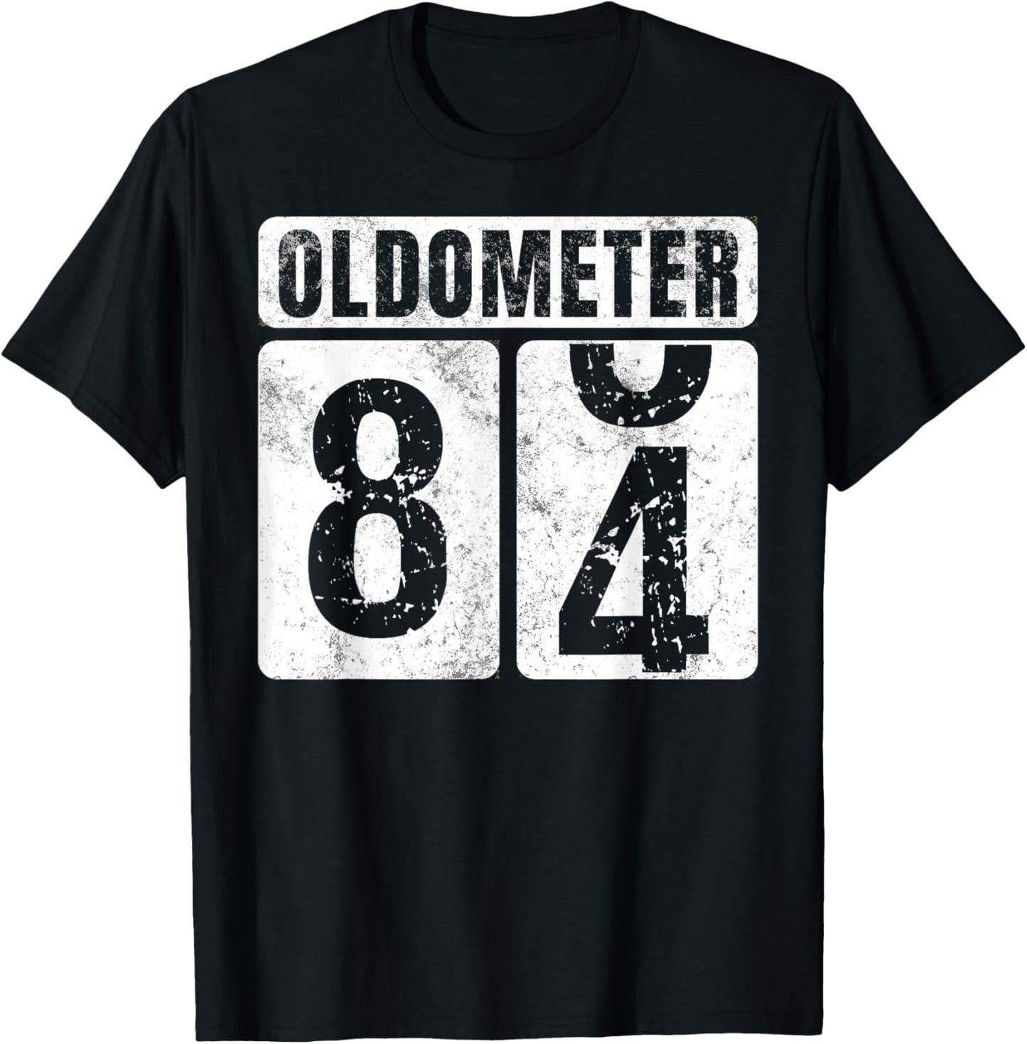 Oldometer 84 Shirt Vintage Funny 84th Birthday Gift T-Shirt - T-Shirt | Black