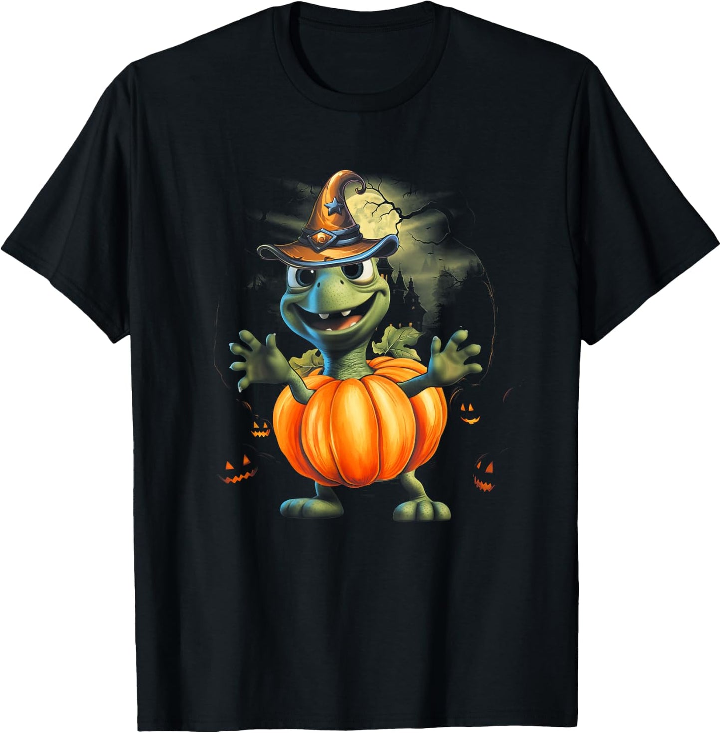Cute Sea Turtle Pumpkin Halloween Costume Ocean Life Animal T-Shirt - T-Shirt | Black