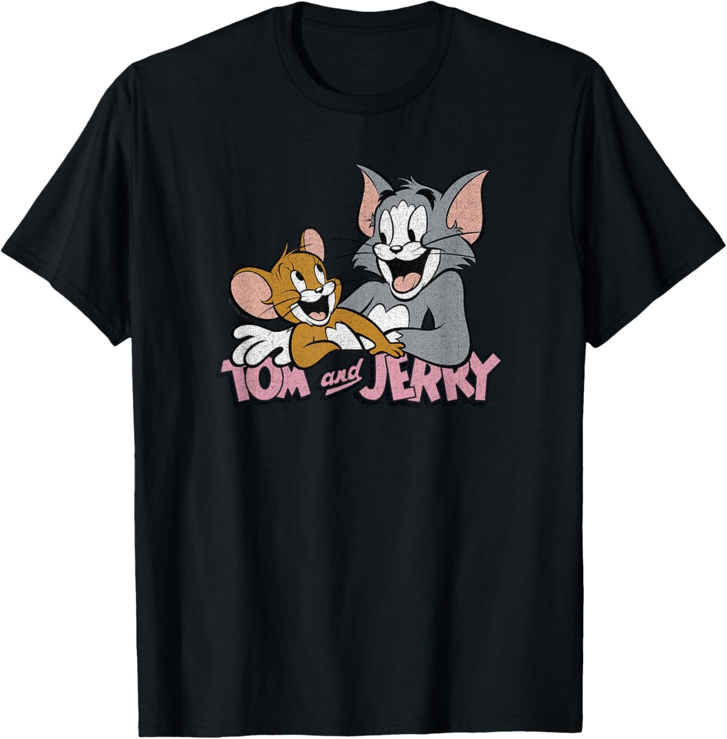 Tom and Jerry Pink Font T-Shirt - T-Shirt | Black