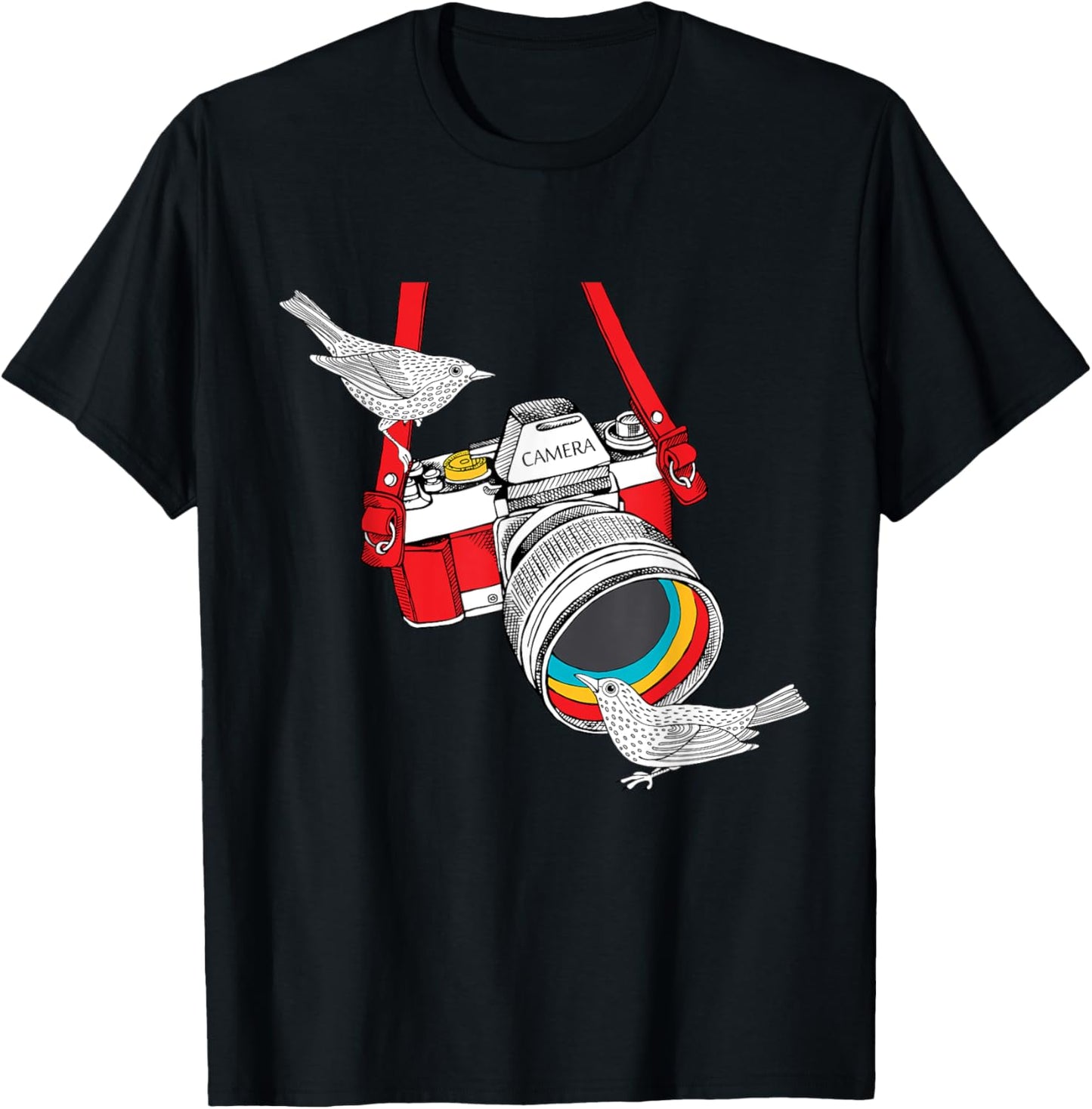 Birdology a Bird on a Vintage Camera for Bird Photographer T-Shirt - T-Shirt | Black