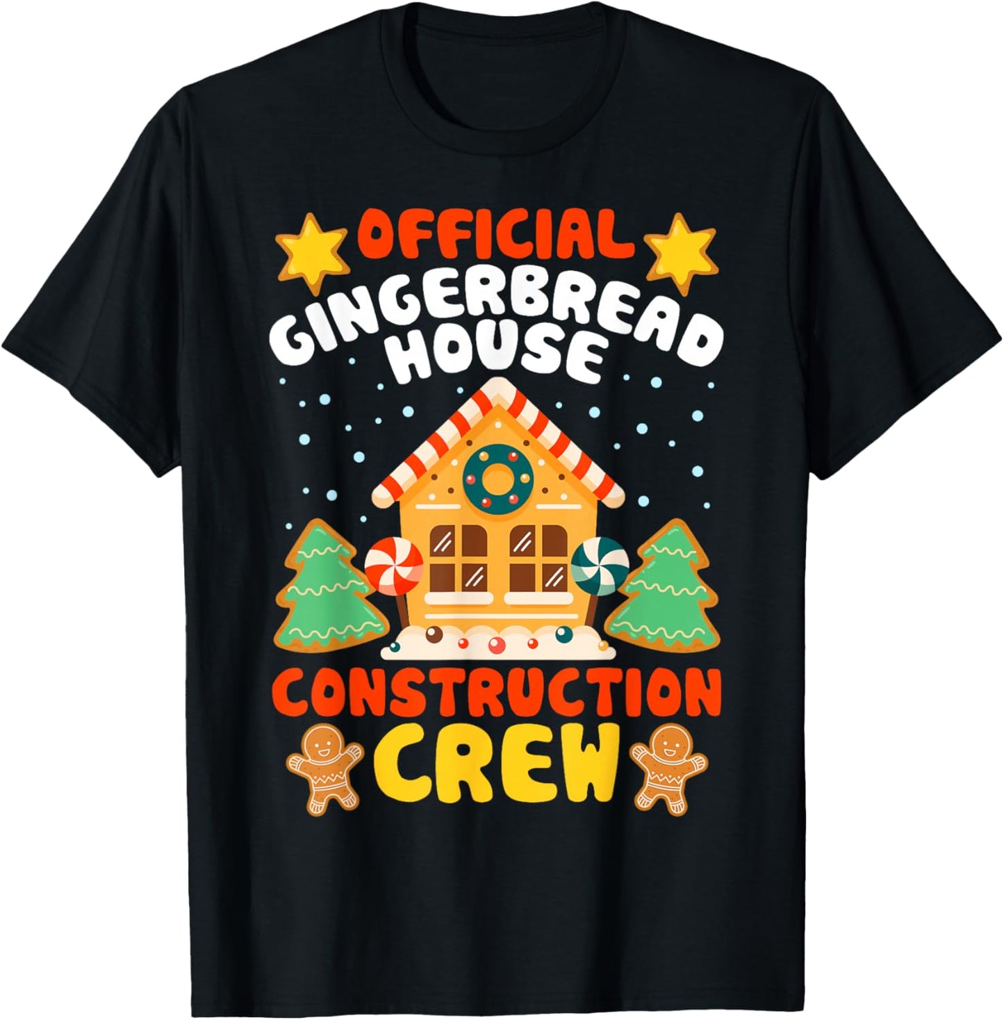 Ginger Christmas Cookie CG Official Gingerbread House Construction Crew T-Shirt - T-Shirt | Black