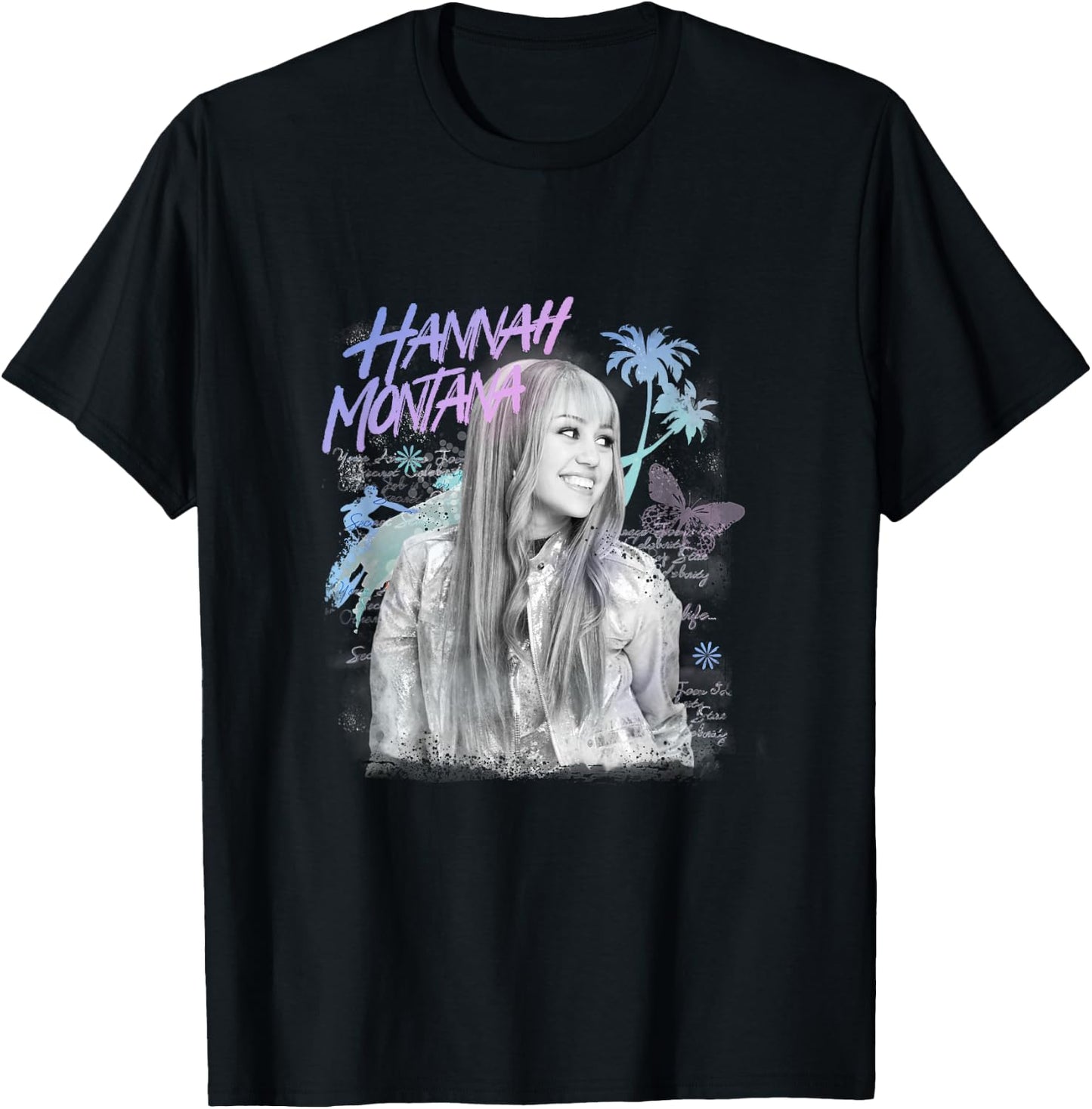 Disney Hannah Montana Iconic Teen Idol Big Chest Portrait T-Shirt - T-Shirt | Black