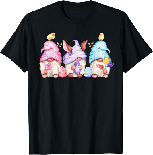 Cute Easter Gnomes Easter Eggs Baby Chicks Easter T-Shirt - T-Shirt | Black
