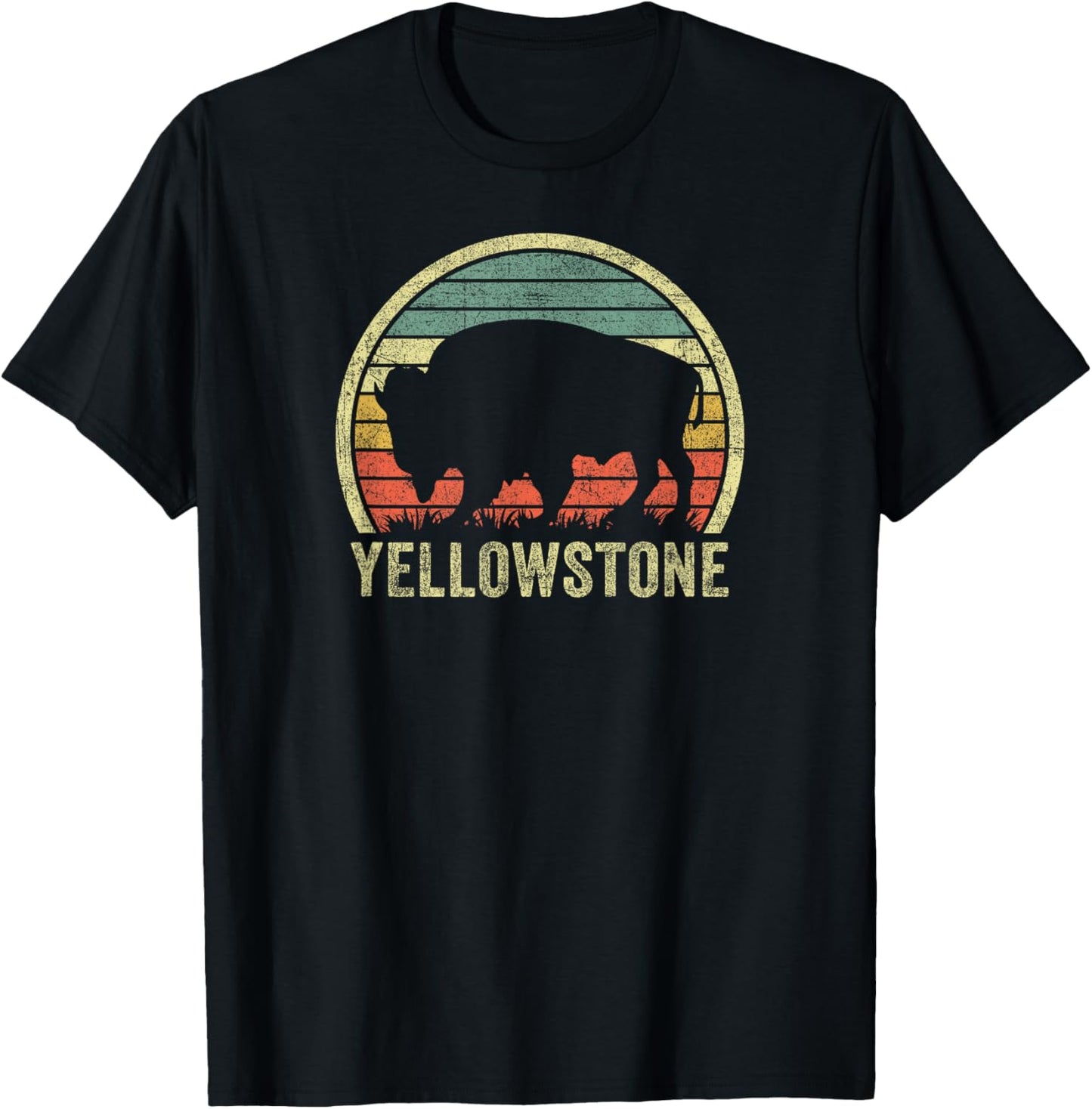 Vintage Yellowstone Buffalo National Park Bison Souvenir T-Shirt - T-Shirt | Black
