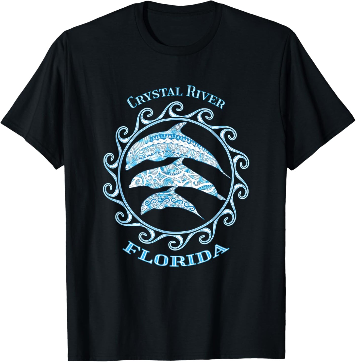 Crystal River Florida Tribal Dolphins Ocean Animals T-Shirt - T-Shirt | Black