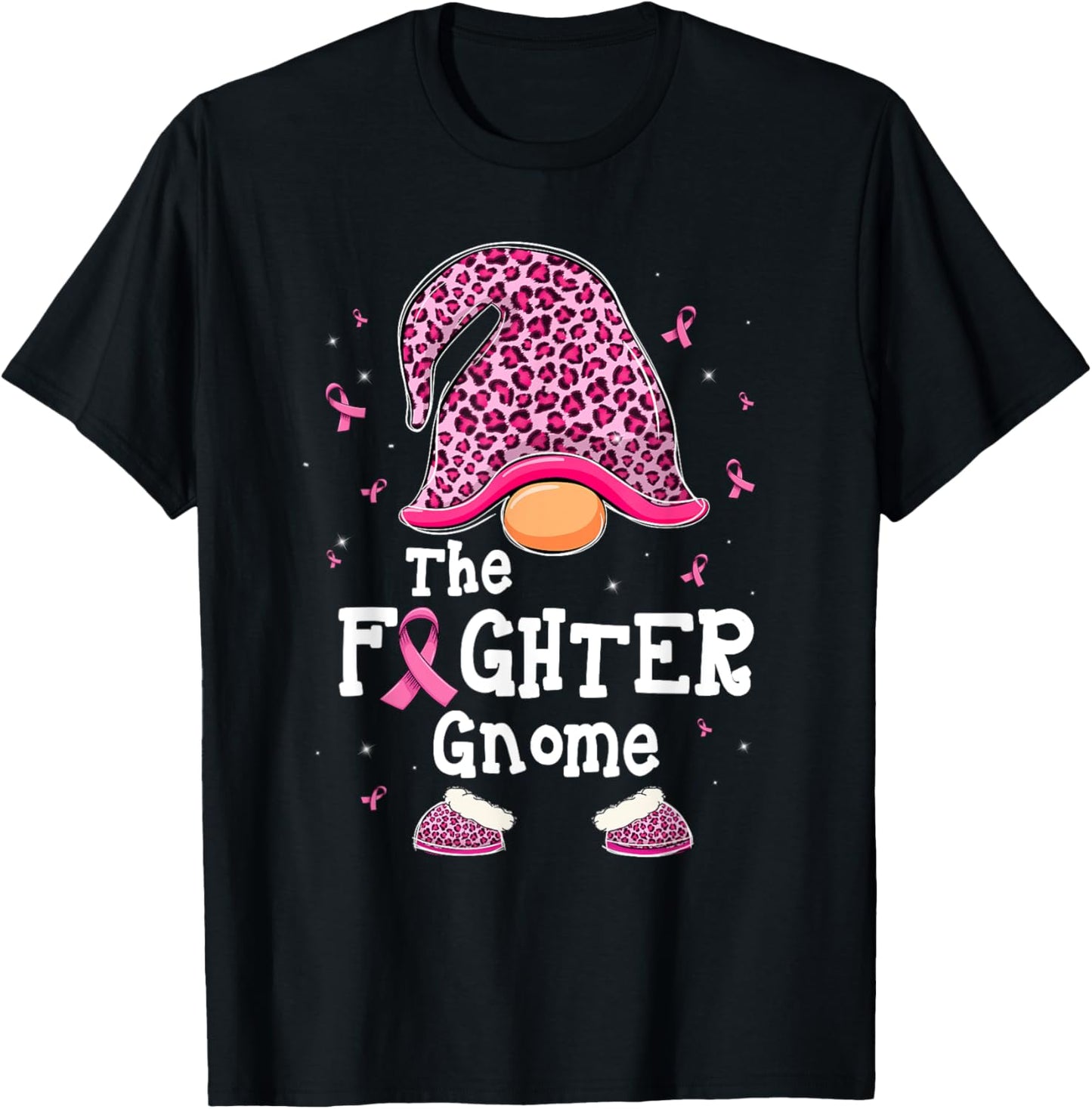 The Fighter Gnome Pink Warrior Breast Cancer Awareness Month T-Shirt - T-Shirt | Black
