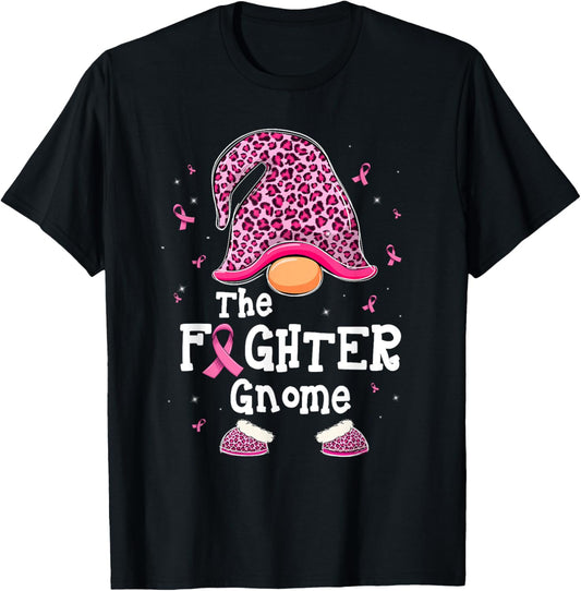 The Fighter Gnome Pink Warrior Breast Cancer Awareness Month T-Shirt - T-Shirt | Black