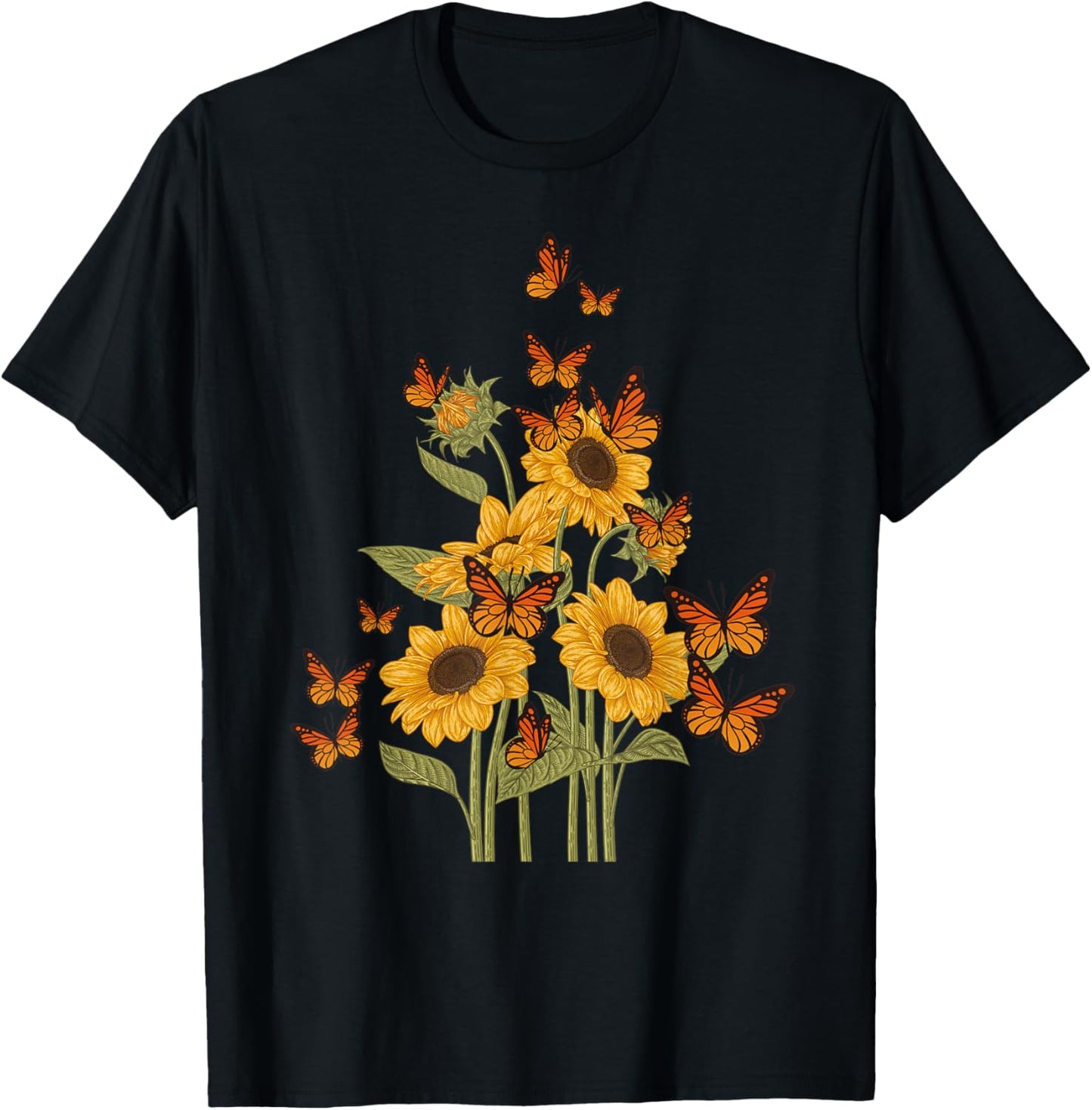 Butterfly Tree Beautiful Animal Butterflies Tree Nature T-Shirt - T-Shirt | Black