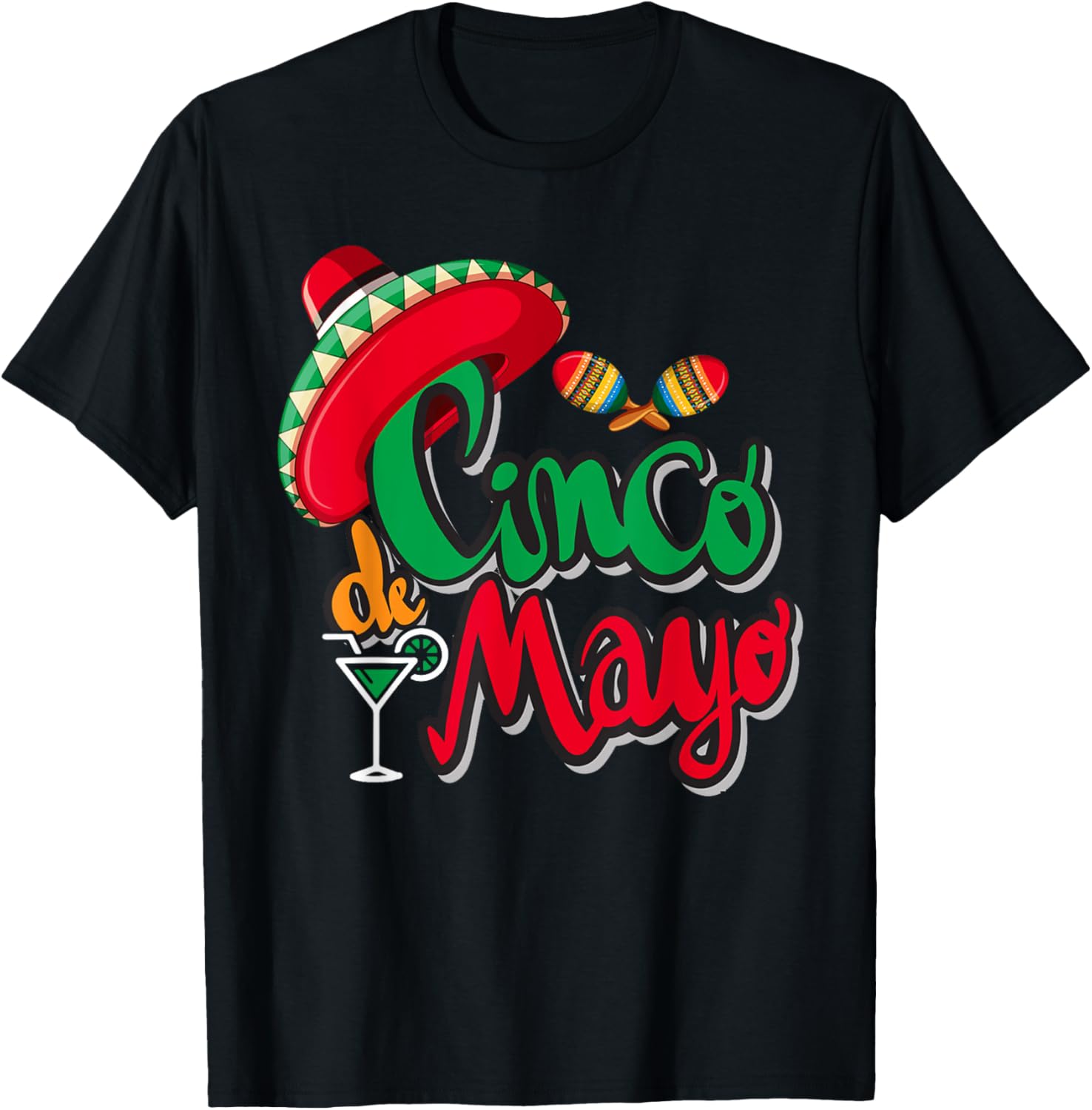 Cinco De Mayo Sombrero Men Women Mexican Taco Party Fiesta T-Shirt - T-Shirt | Black