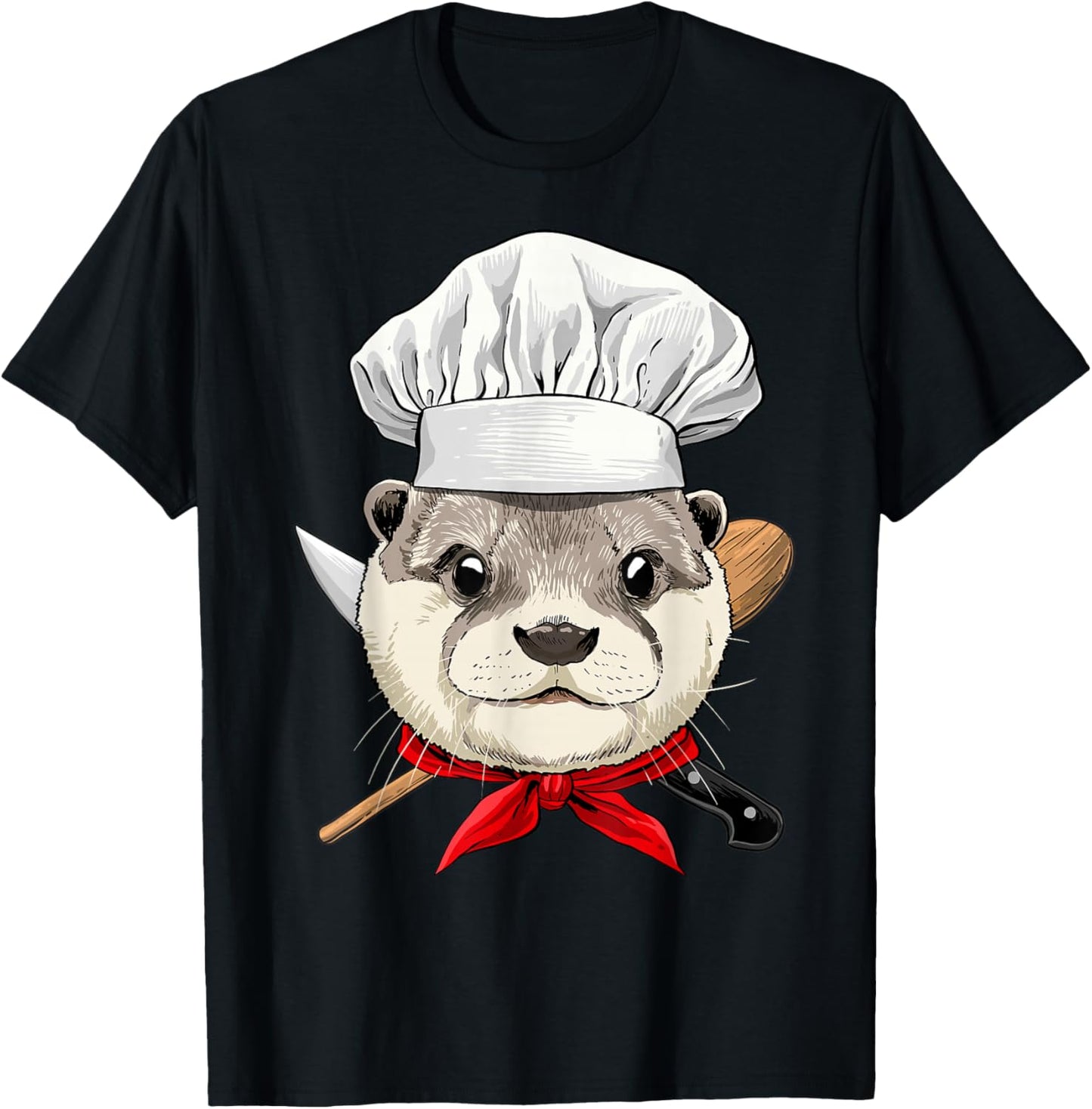 Otter Chef Wildlife Otter Aquatic Animal, Cooking Lover T-Shirt - T-Shirt | Black