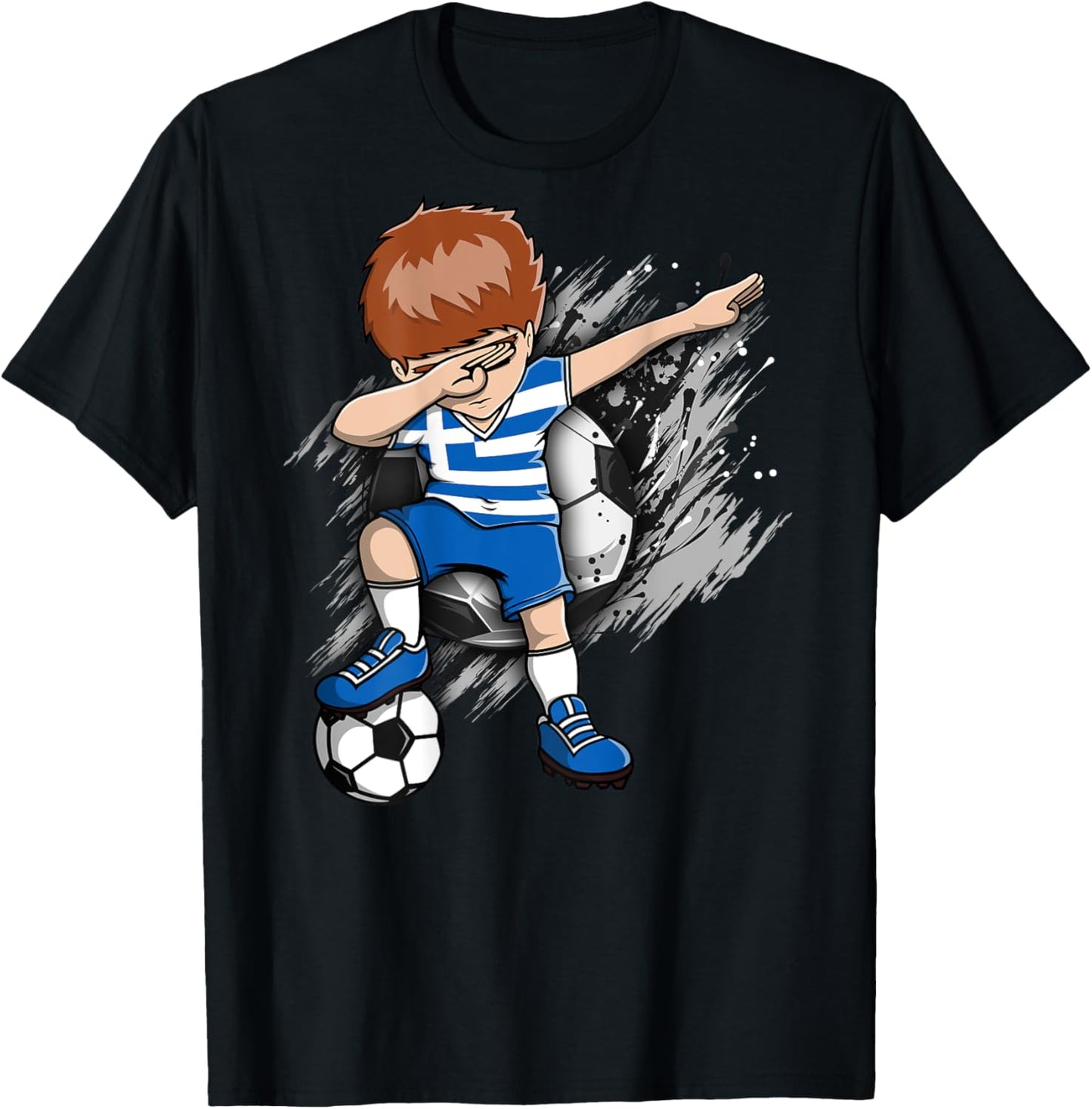 Dabbing Soccer Boy - Greece Jersey Greek Football Lovers Art T-Shirt - T-Shirt | Black