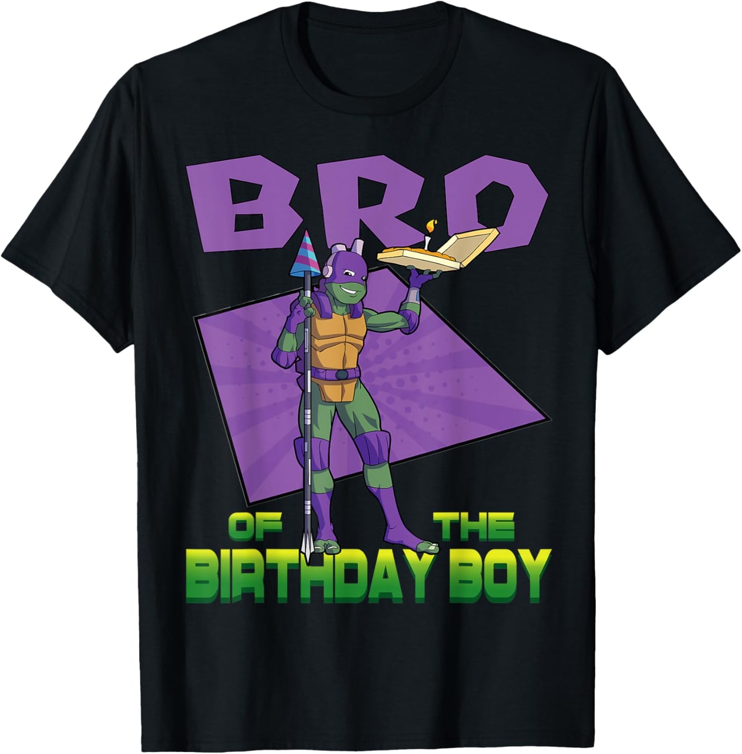 Mademark x Teenage Mutant Ninja Turtles - Donnie Brother of the Birthday Boy Pizza Theme Party T-Shirt - T-Shirt | Black