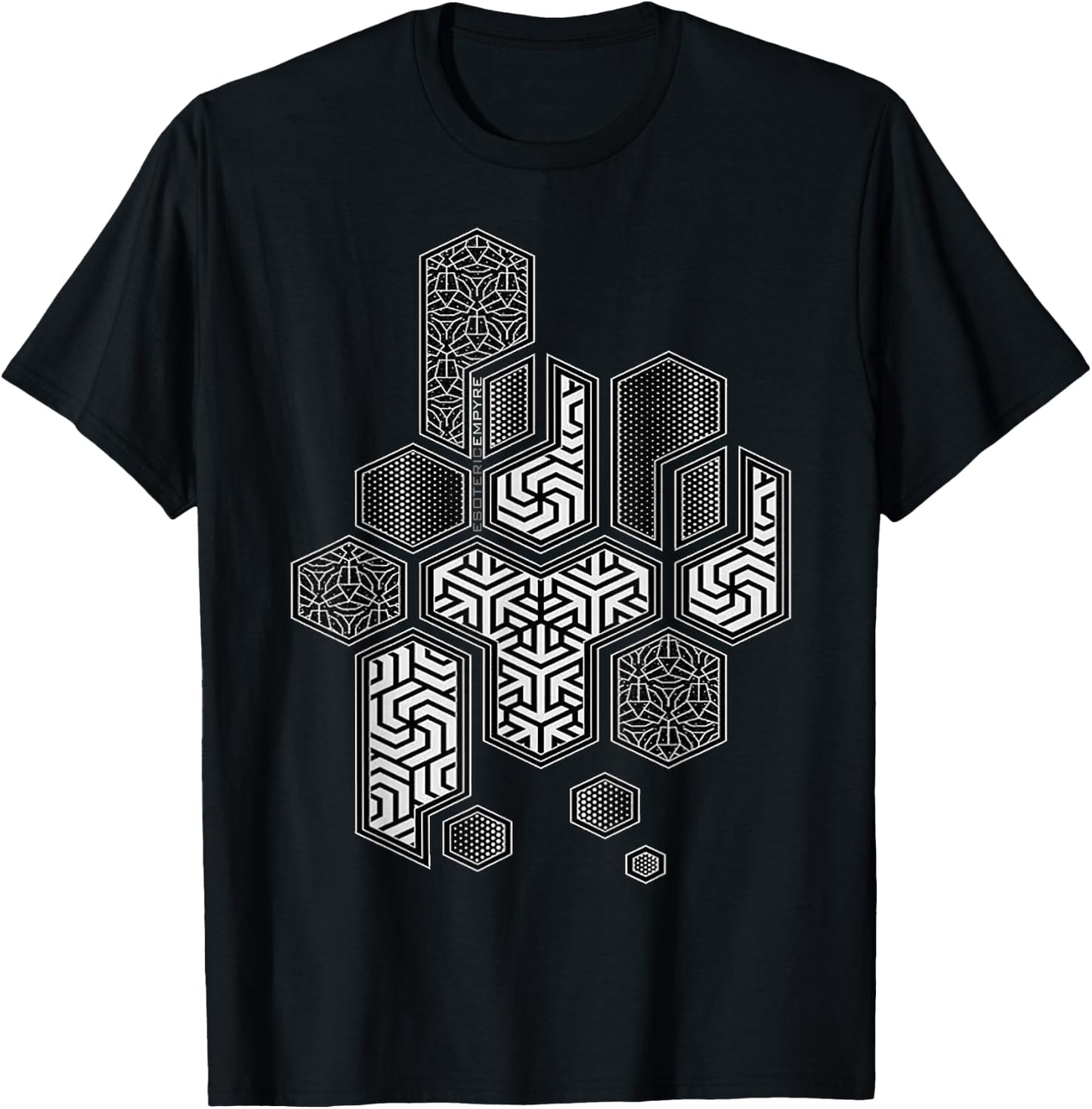 Sacred Geometry Hexagonal Pattern Chaos T-Shirt - T-Shirt | Black