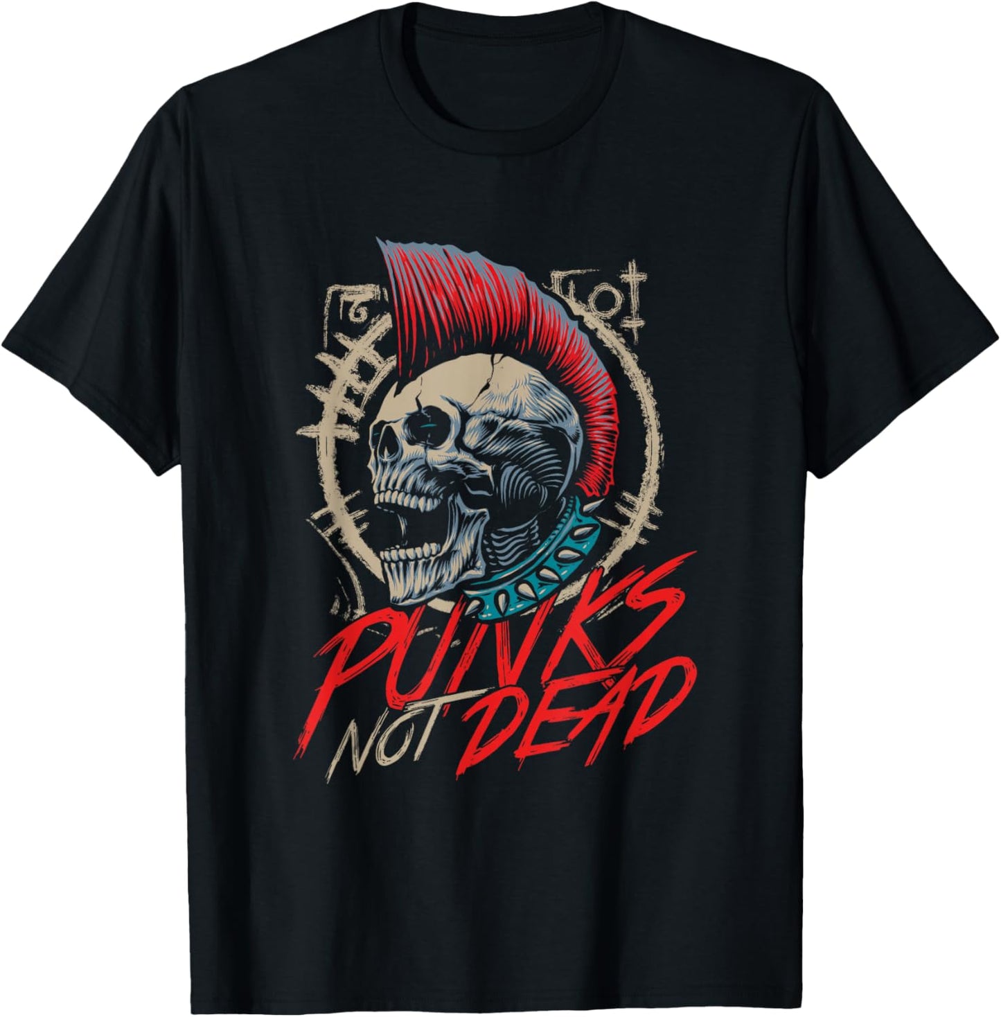 Punks Not Dead | Rocker Punker | Punk Rock Music T-Shirt - T-Shirt | Black