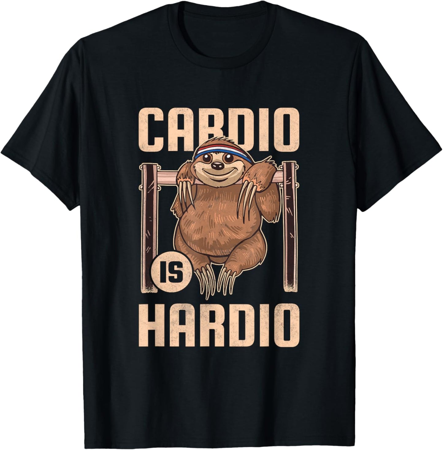Cardio is Hardio, Sloth Fitness T-Shirt - T-Shirt | Black